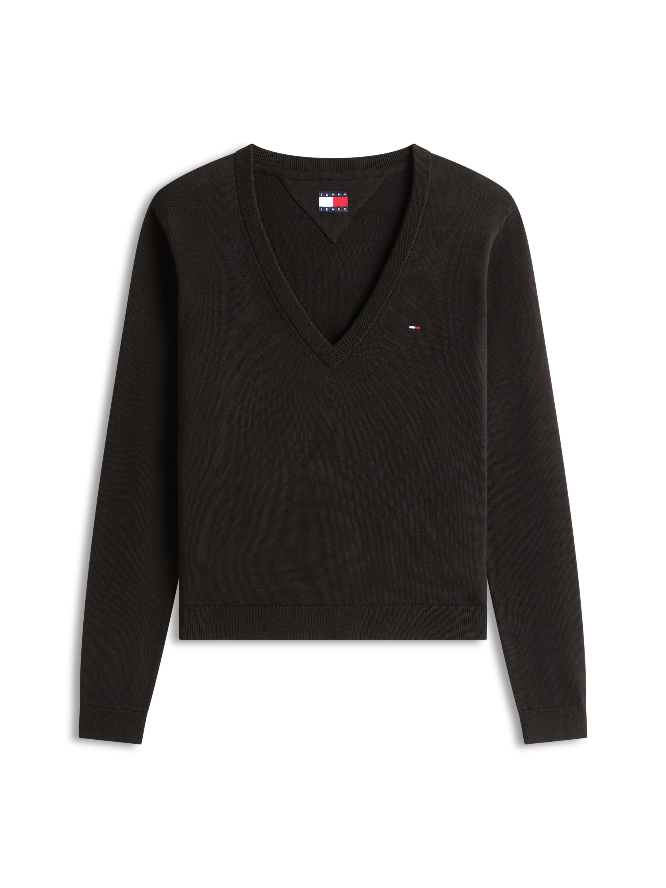 Tommy Jeans Pull col V »TJW ESSENTIAL VNECK SWEATER EXT« mit Logostickerei