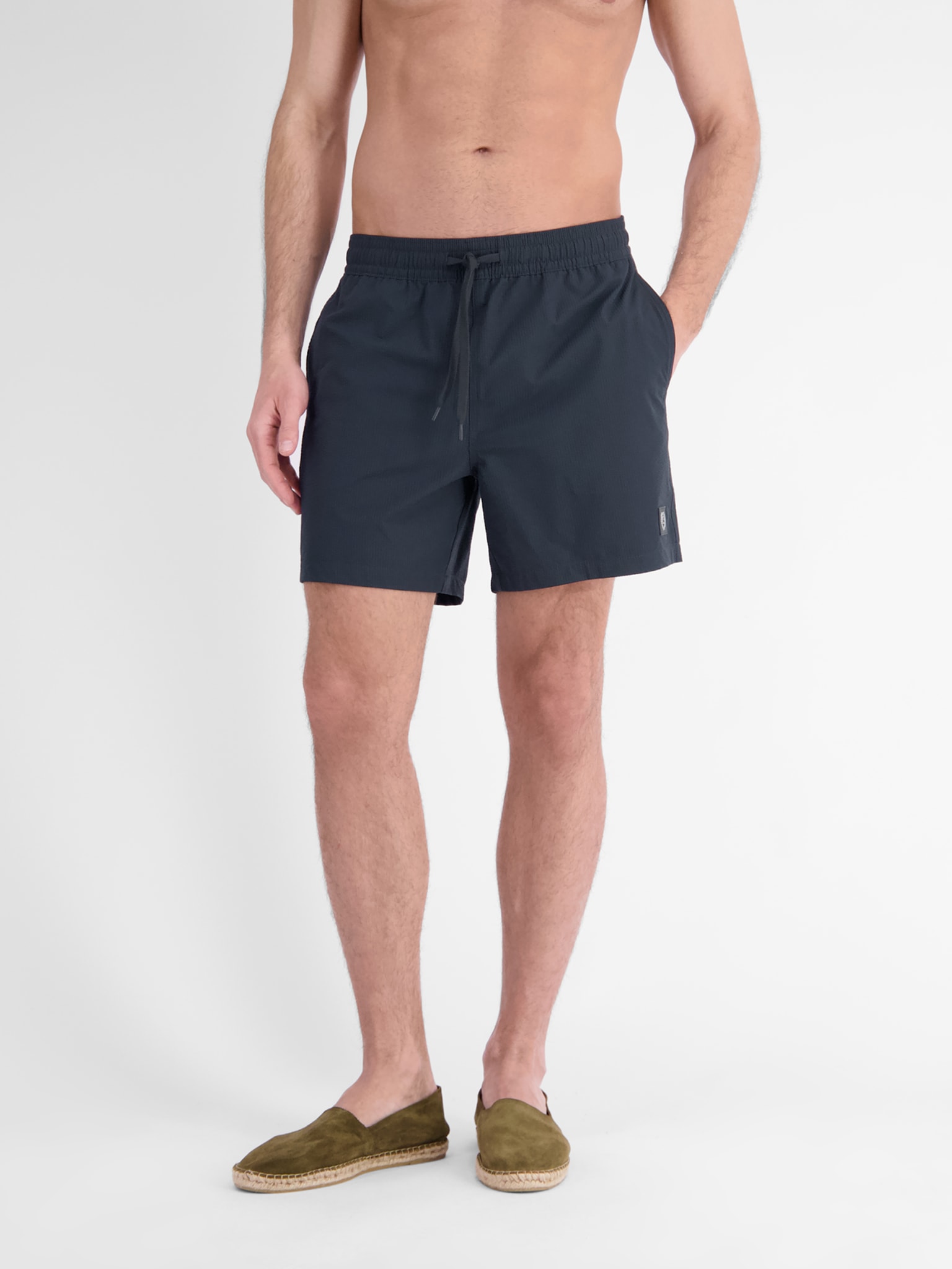 LERROS Short de plage  en seersucker, avec cordon de serrage