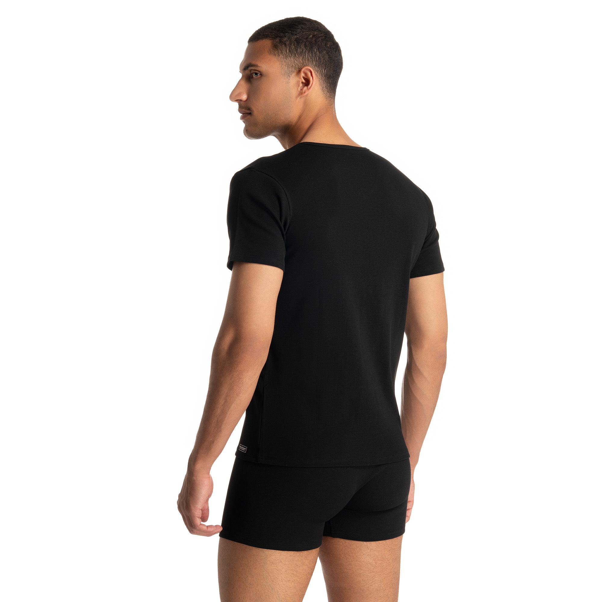 Bruno Banani T-shirt en V »FINE RIB« Feinripp, Kurzarm, V-Neck, Cotton-Mix