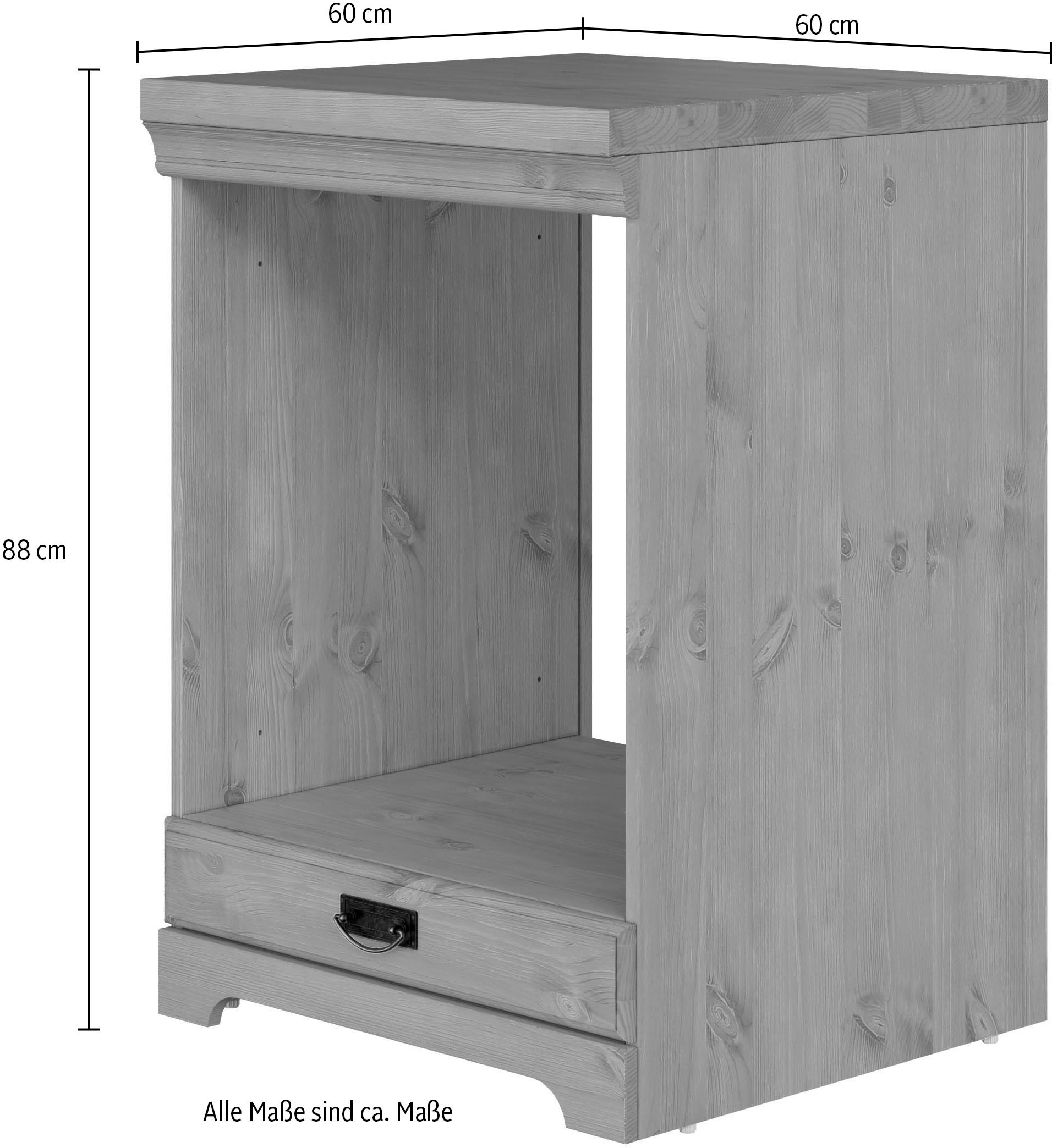 Home affaire Armoire encastrée pour cuisinière »Rügen« Breite 60 cm, Kiefer massiv, Nischenmass Herd B/T/H 56,7/54,2/60,5 cm