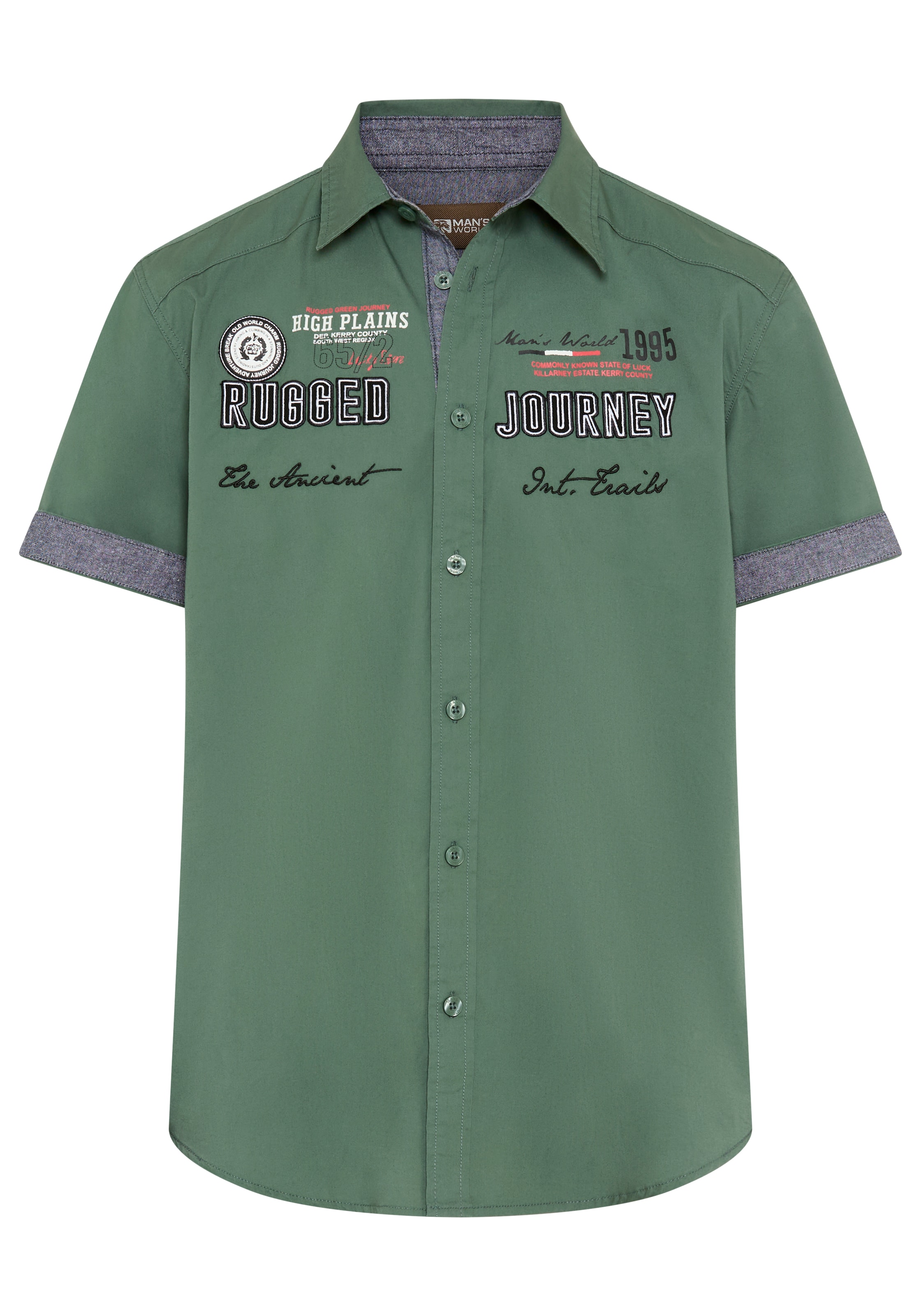 Man's World Chemise à manches courtes avec imprimé et écussons