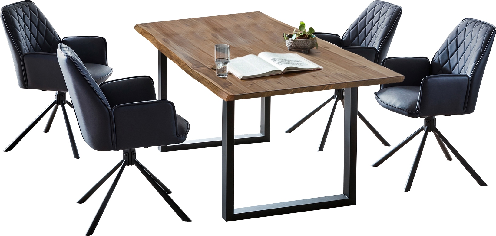 SalesFever Ensemble de salle à manger »Essgruppe im stilvollen Design« Set, 5 cuis tlg. 5-teilige Sitzgruppe mit 360° drehbarer Sitzfläche