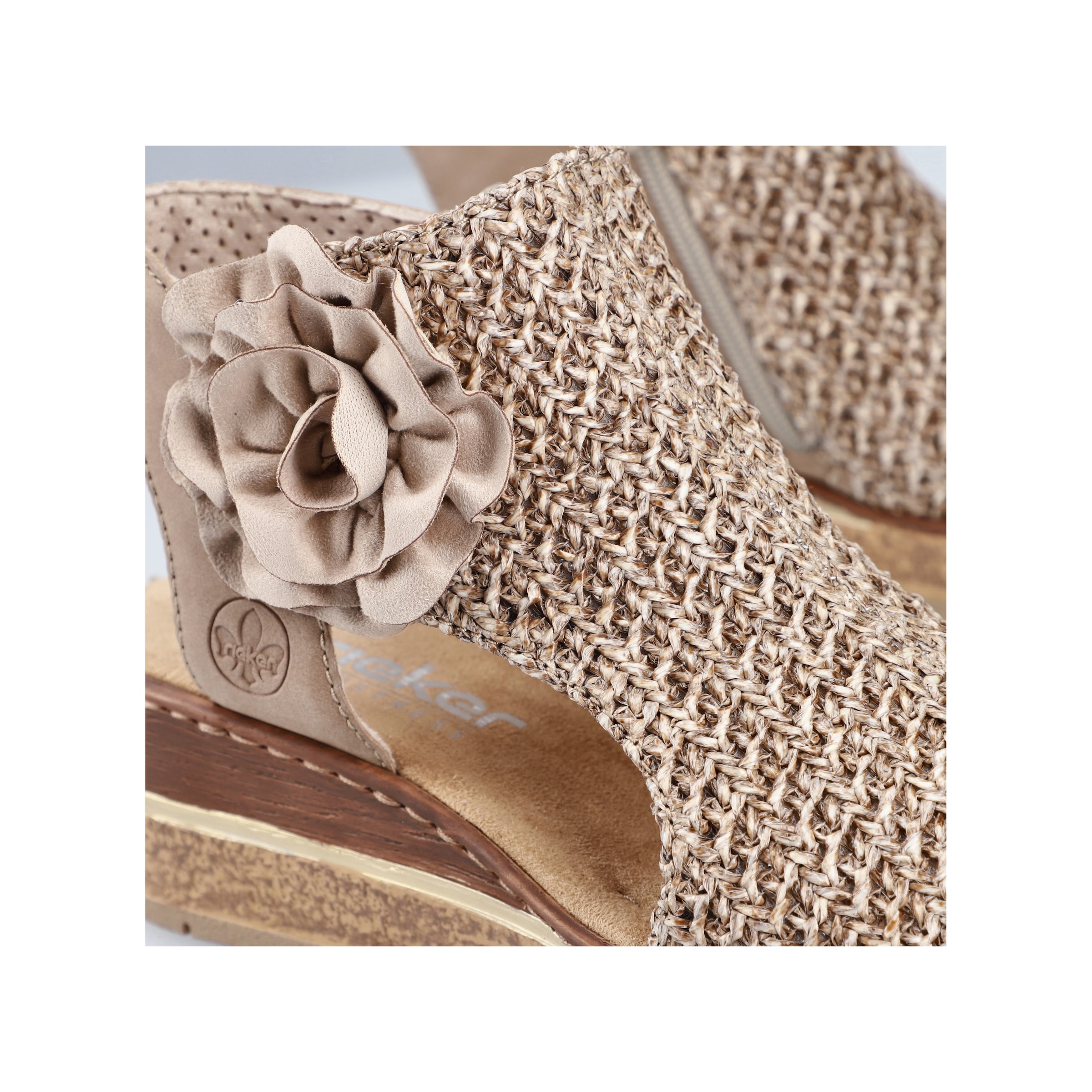 Rieker  Sandale compensée, chaussure d'été, sandalette à plateforme avec fleur