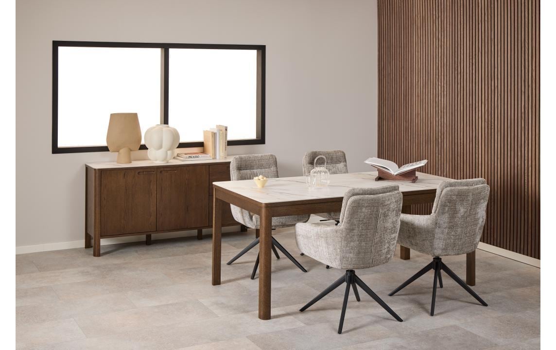 AC Design Esszimmerstuhl »Roger, Polsterstuhl, Stuhl, 2er-Set« (Set) 2 Stk.grauer Stoff, Armlehnen, Polsterung, Dreh- & Kippfunktion, FSC™