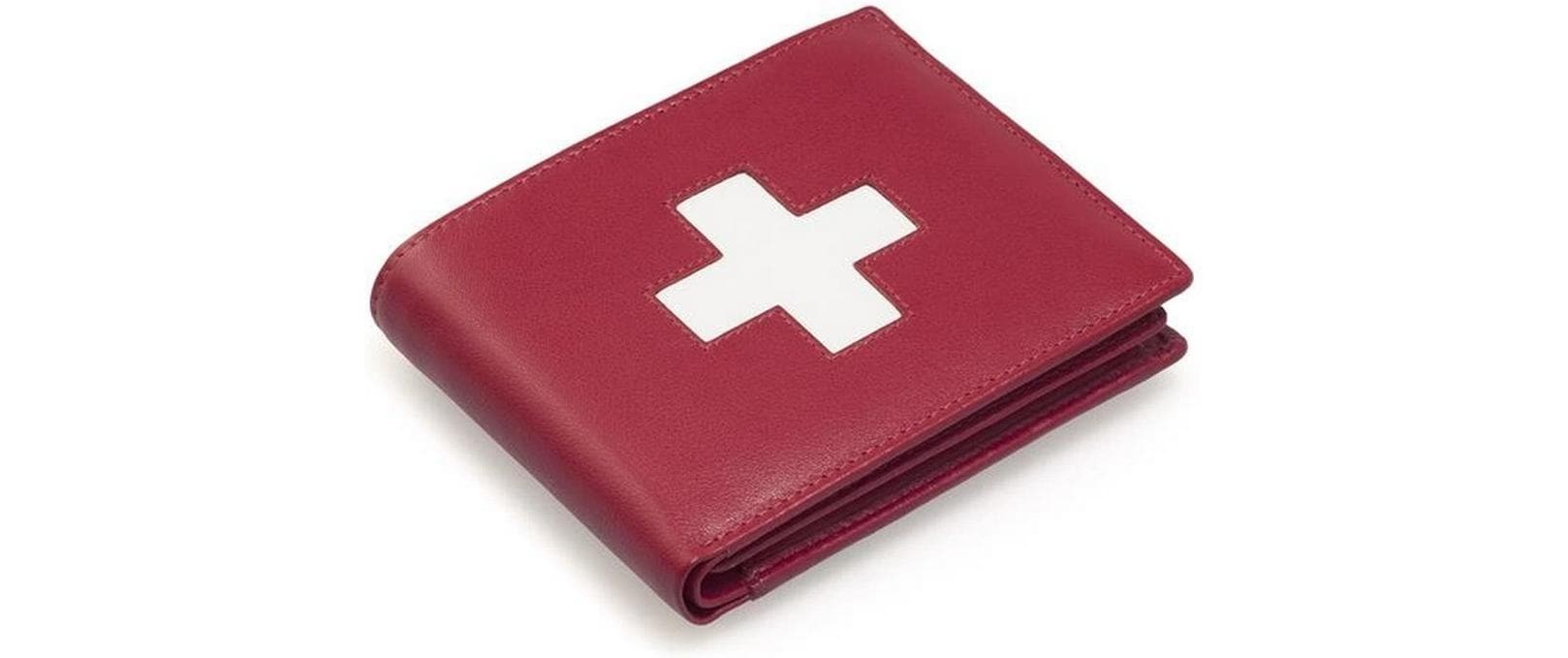   Geldbörse »creanorm Portemonnaie Echtleder« Echtleder-Portemonnaie mit Schweizer Kreuz + Reissverschluss-Notenfach