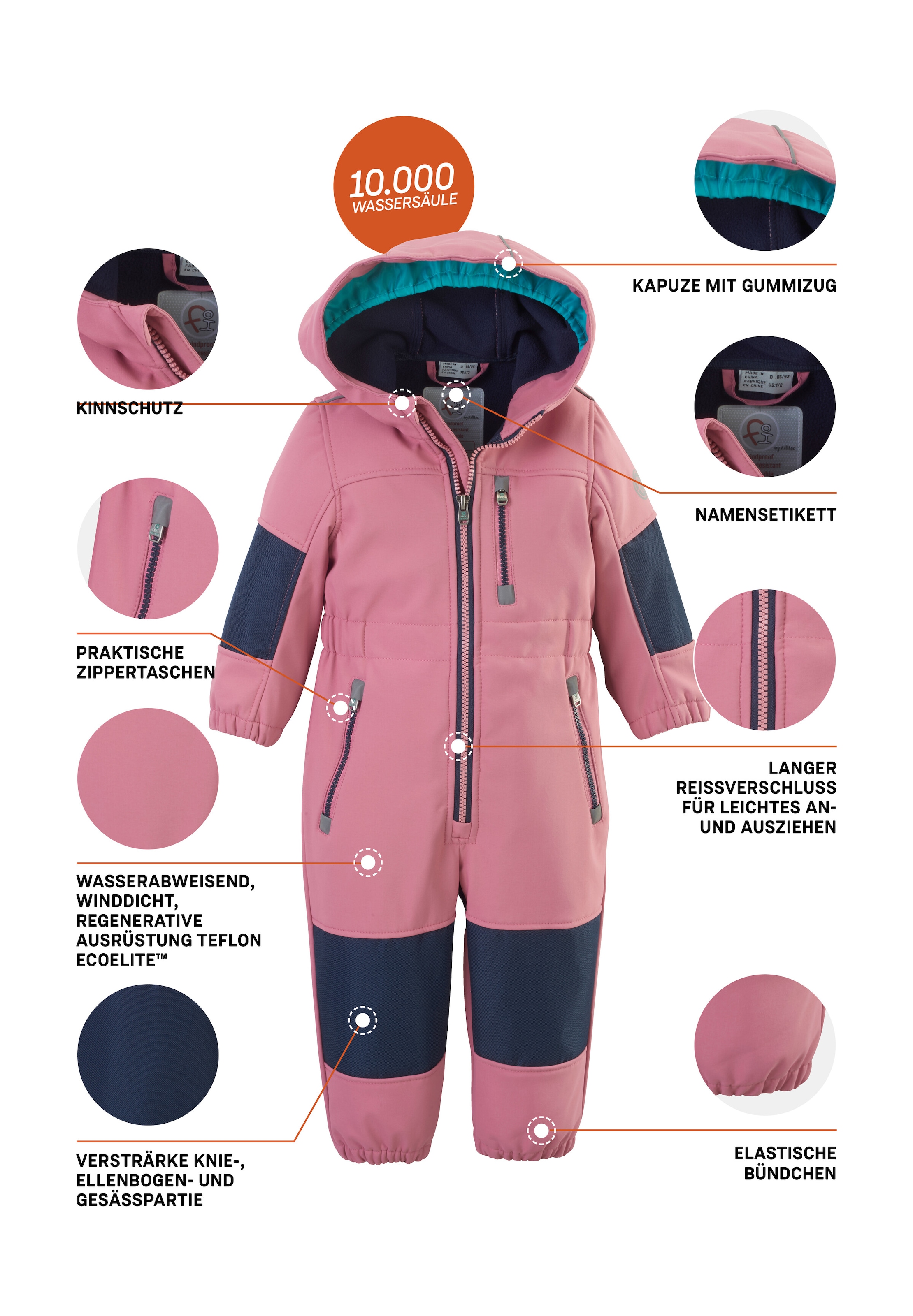 first instinct by killtec Combinaison »FIOW 35 MNS ONPC« combinaison softshell avec intérieur en polaire, déperlante, coupe-vent