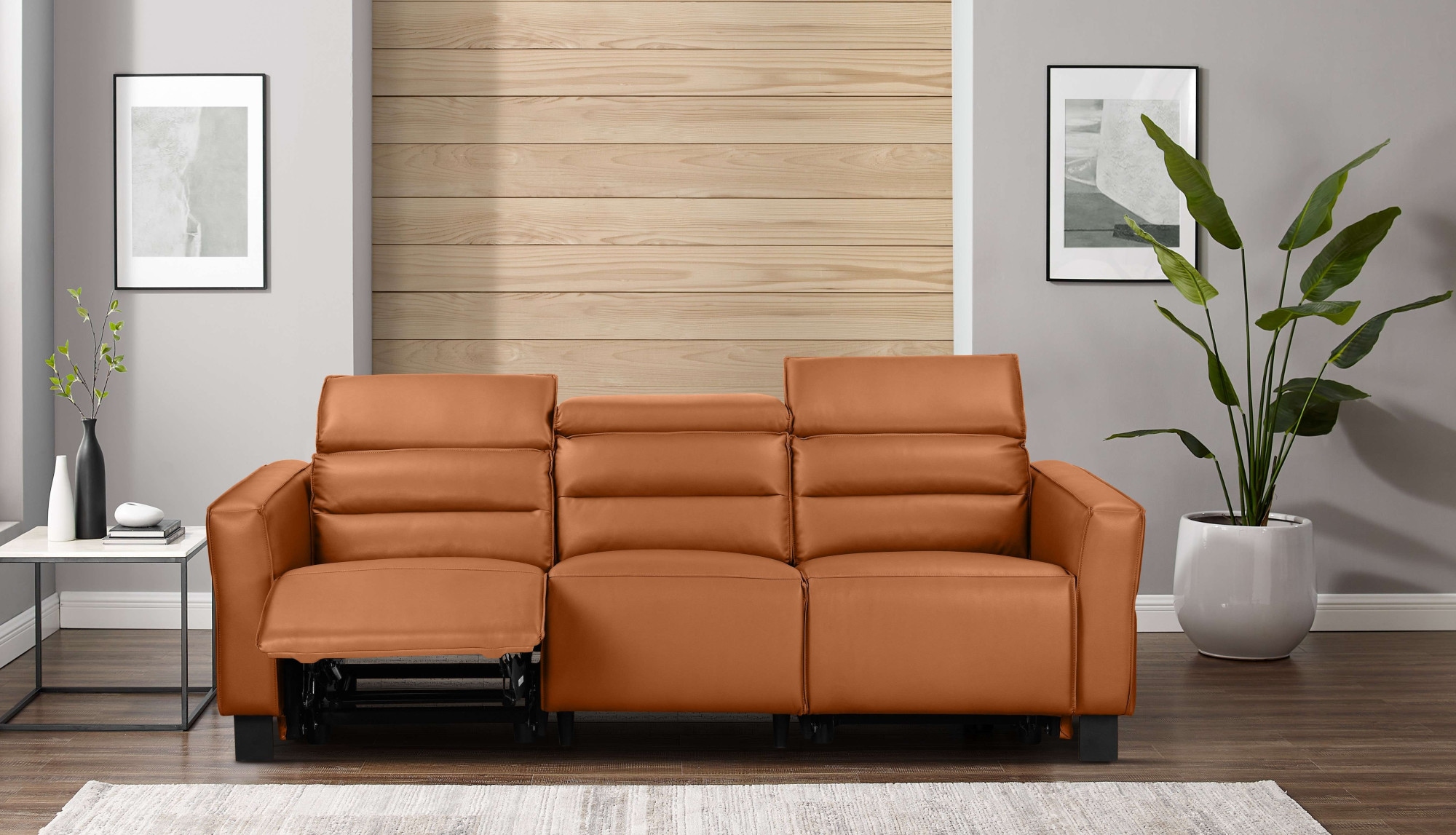 Home affaire 3-Sitzer »Carpari, 224cm, manuelle od. elektrische Relaxfunktion in 2 Sitzen« mit USB-A/C, Kopfteilverstellung, Echtleder, Kunstleder, Webstoff