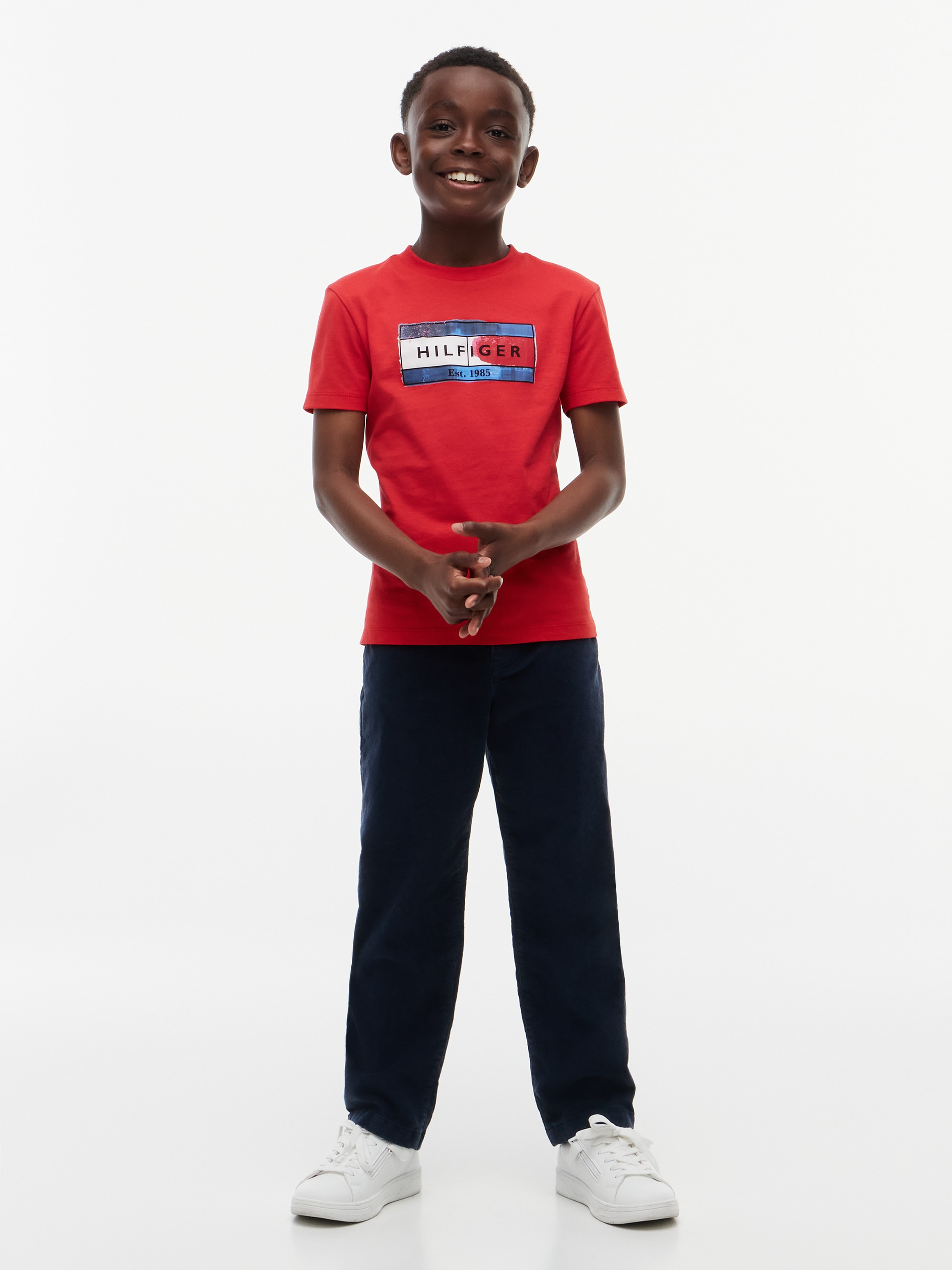 Tommy Hilfiger T-shirt »HILFIGER FLAG GRAPHIC TEE« Encolure ronde, coupe régulière, enfants jusqu'à 16 ans