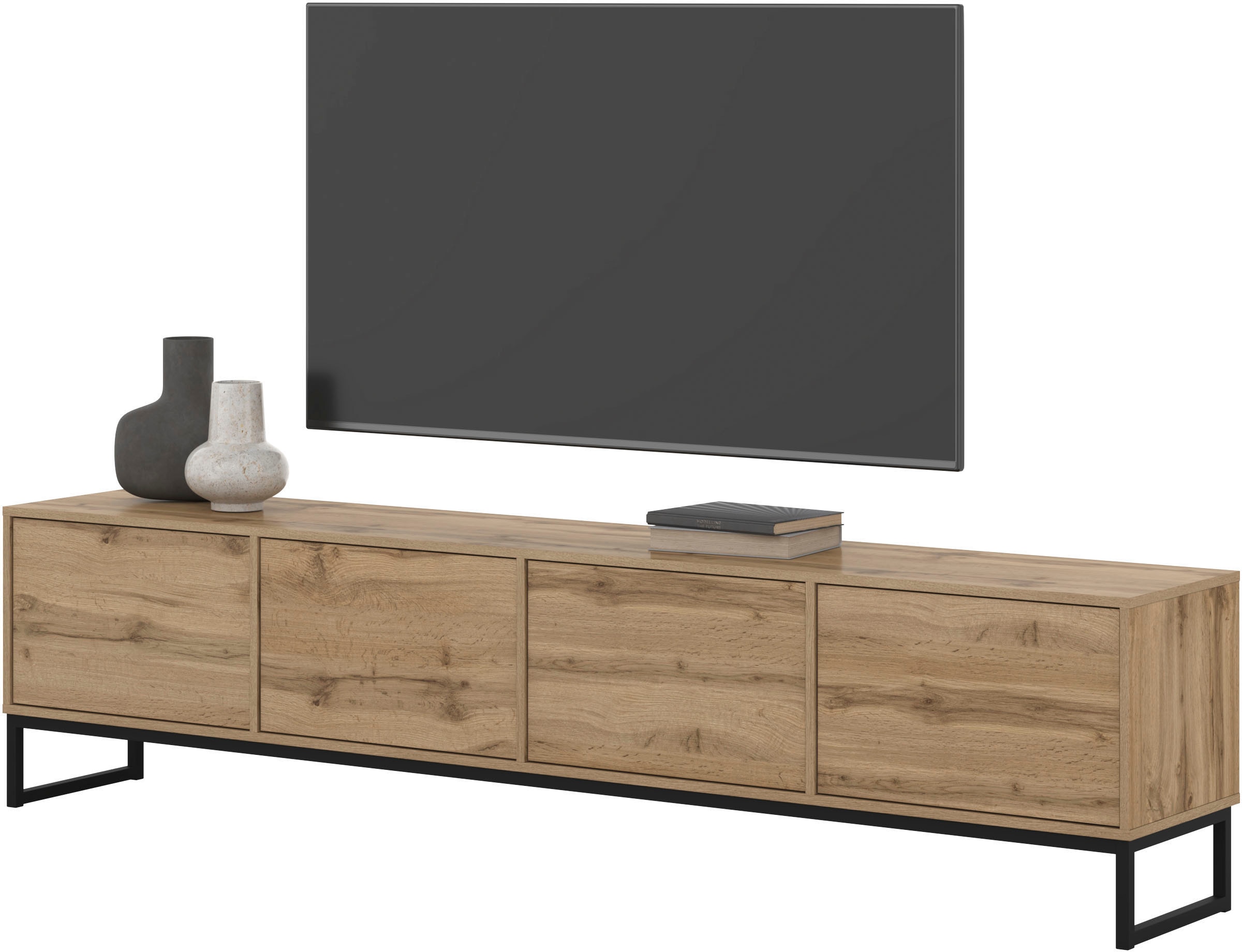 GOODproduct Lowboard »Loft, Breite 208,5 cm, TV-Board mit 4 Klappen, Metallkufen« TV-Kommode mit viel Stauraum, push-to-open-Funktion