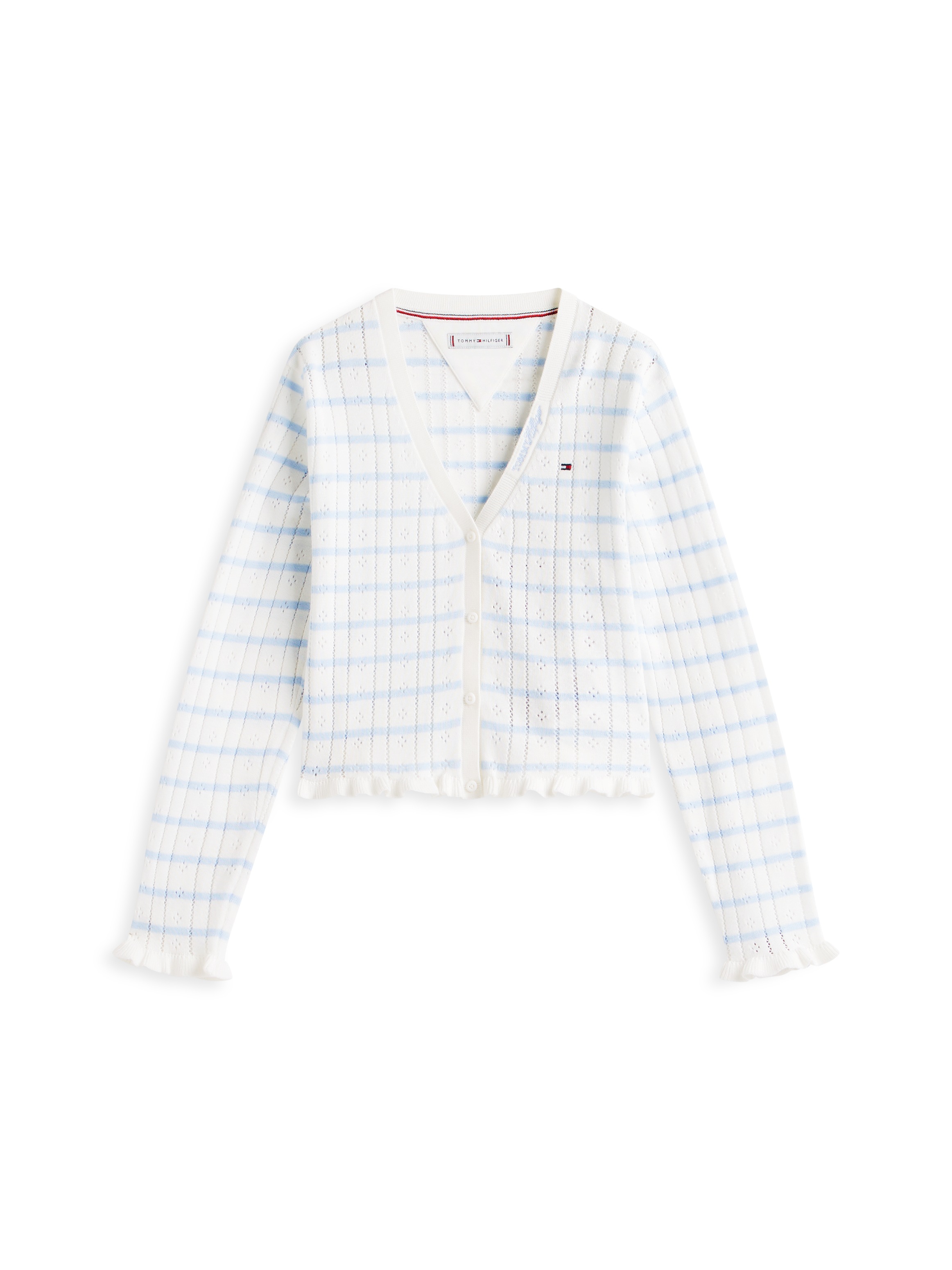 Tommy Hilfiger Veste en tricot »POINTELLE CARDIGAN« Enfants jusqu'à 16 ans, avec volants, coupe régulière