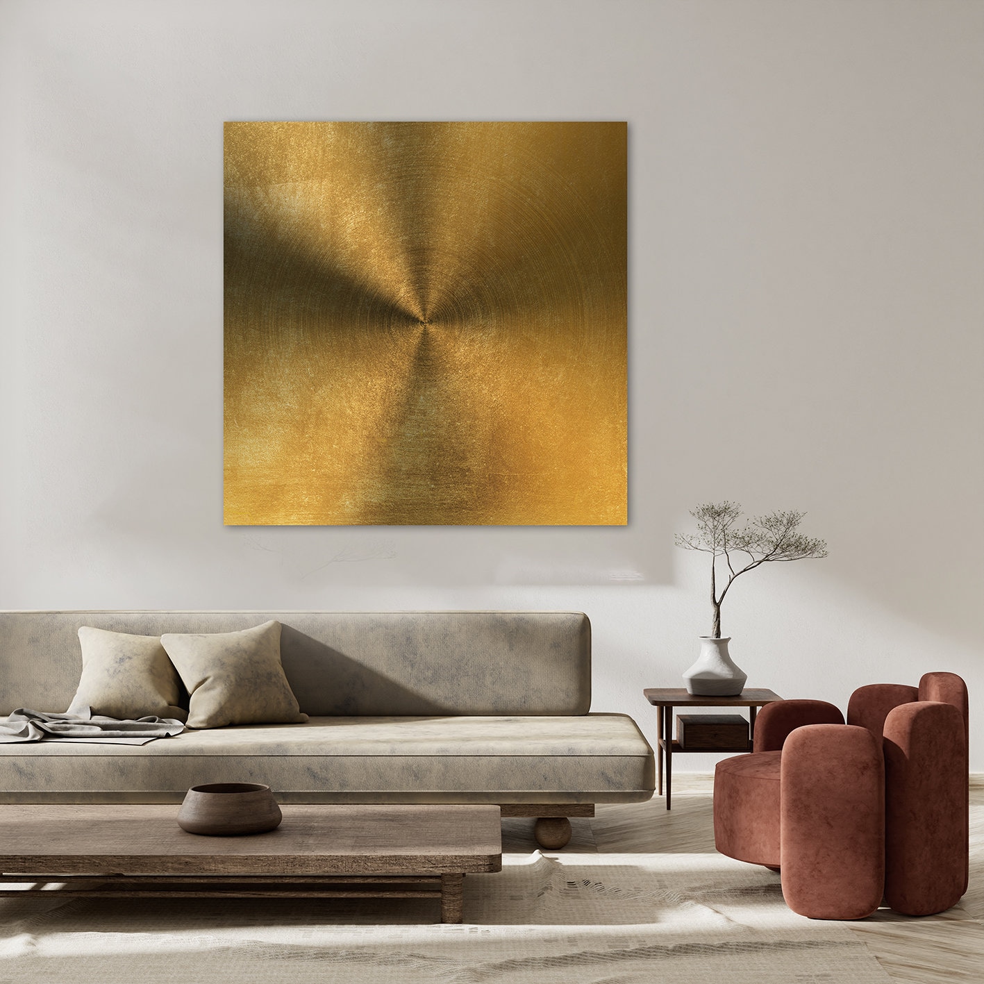 queence Peintures »Aluminium Bild Goldeffekt Illusion« Abstrait | Formes | Personnages Alu Dibond avec structure brossée pour un effet métal noble