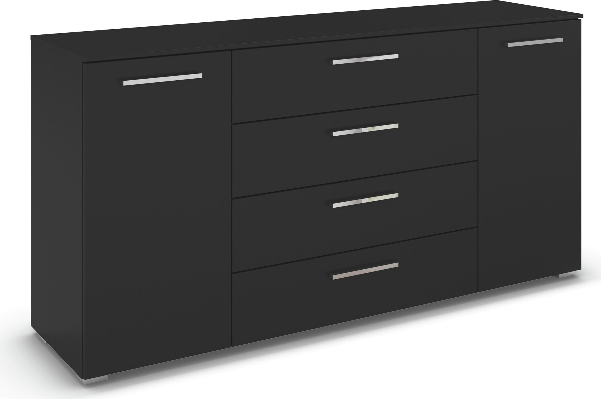 rauch Kombikommode »Sideboard Schubkommode Kommode MONTCLAR Front Dekor/Hochglanz/Glas« Breite 160 / Höhe 81 cm, 2 Einlegeböden, inkl. Soft-Close-Funktion,  2-türig, 4 geräumige Schubladen, viele Griffvarianten MADE IN GERMANY