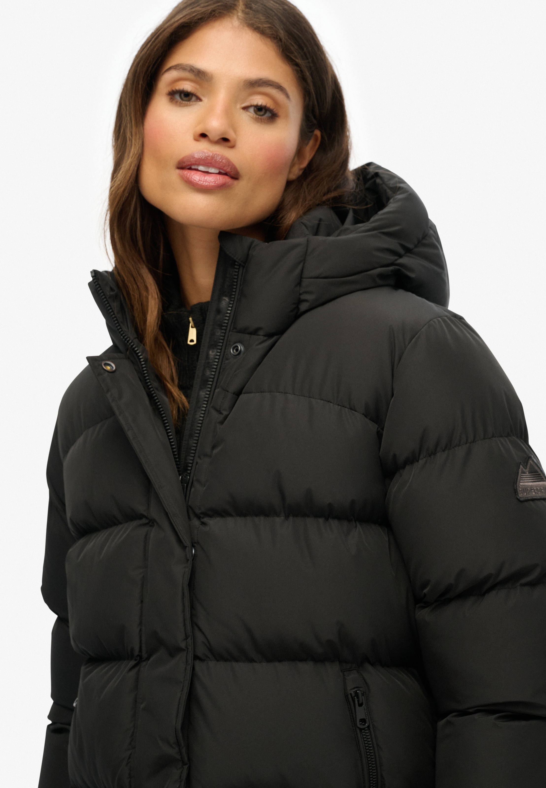 Superdry Steppjacke »HOODED SPORTS PUFFER MID JKT« mit Kapuze
