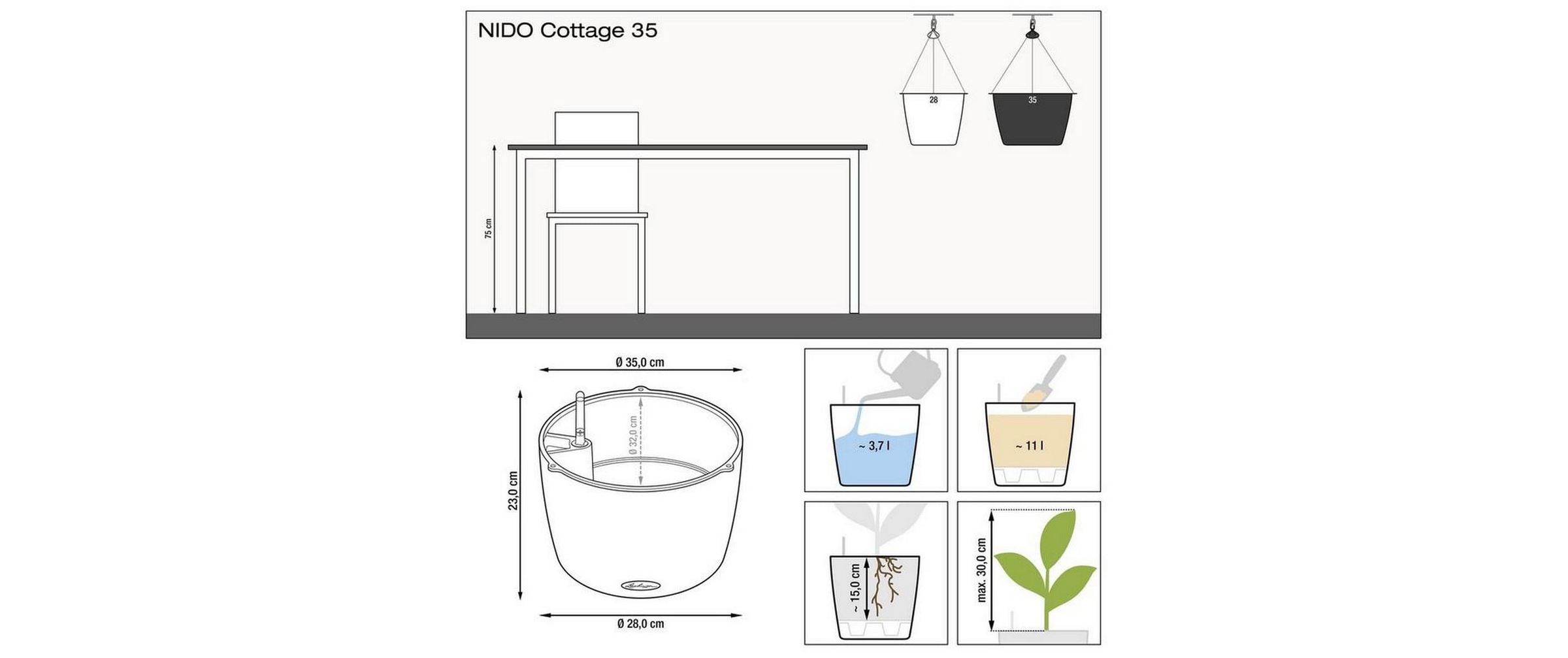   Blumentopf »Lechuza NIDO Cottage 35«