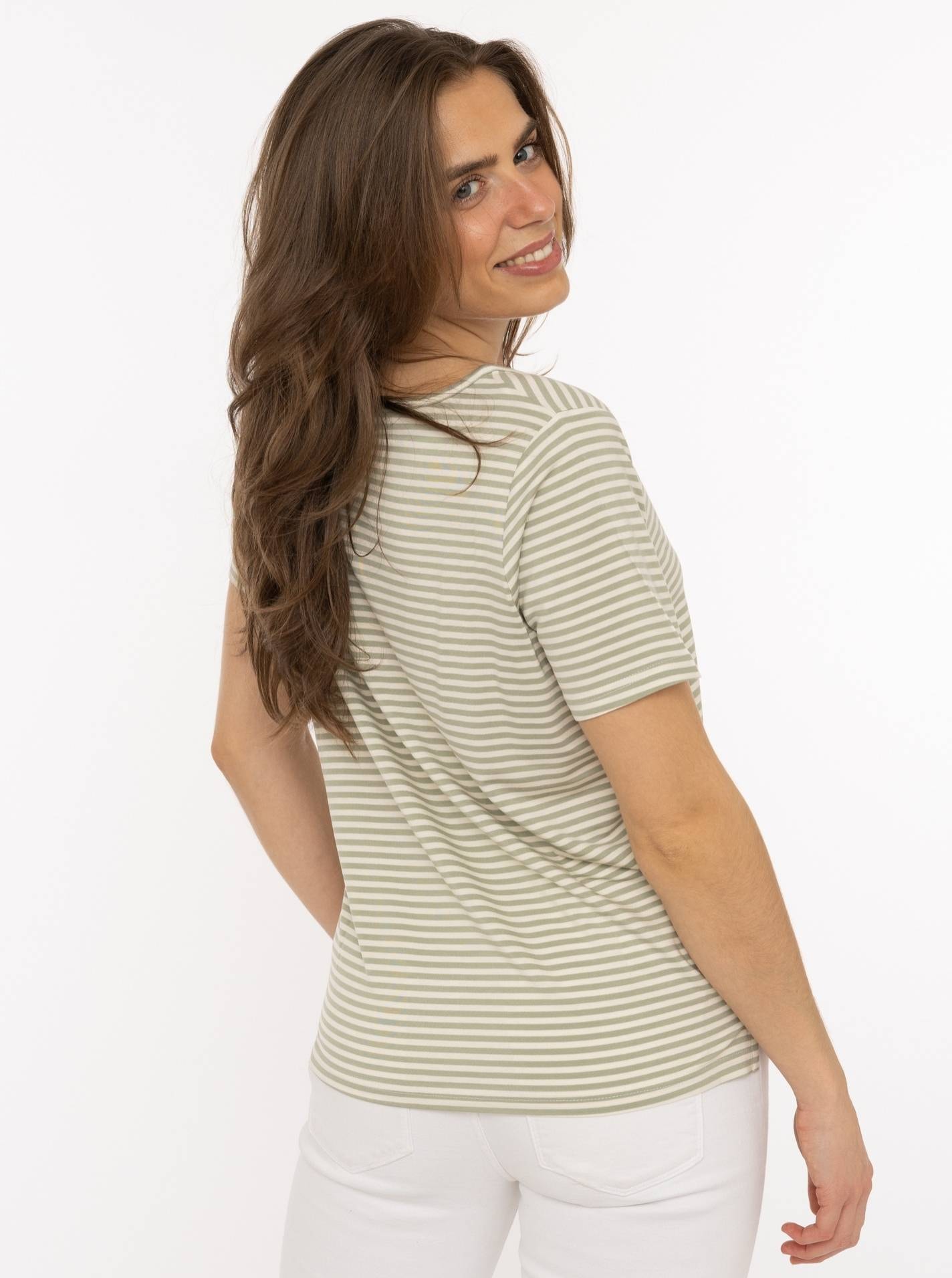 Zwillingsherz T-shirt »"Zwillingsherz"« V-Neck, gestreift, kleines Motiv gestickt