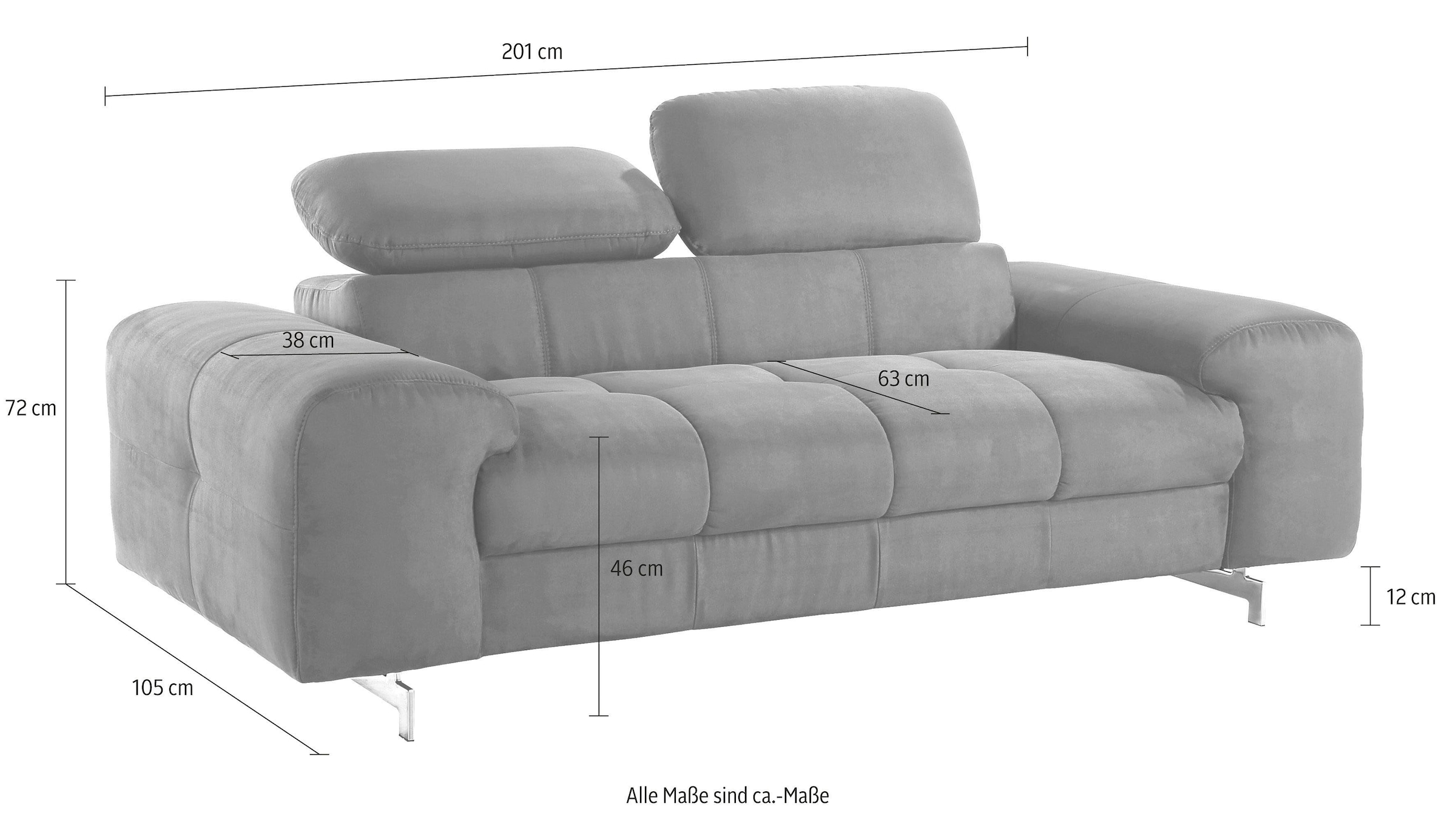 COTTA 2-places »Chef« Big-Sofa mit Kopfteilverstellung, edle Metallkufen