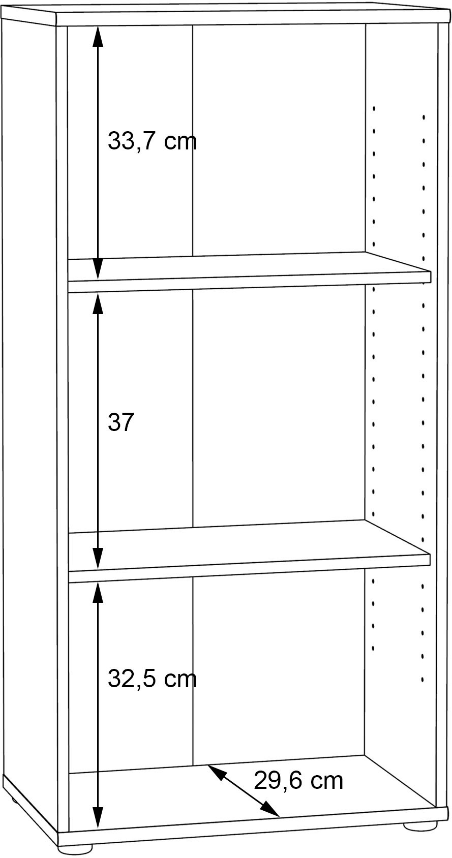 FORTE Étagère »Tempra, Mehrzweckregal schmal, Höhe 111,1cm, 2 Ablageböden« largeur 54 cm