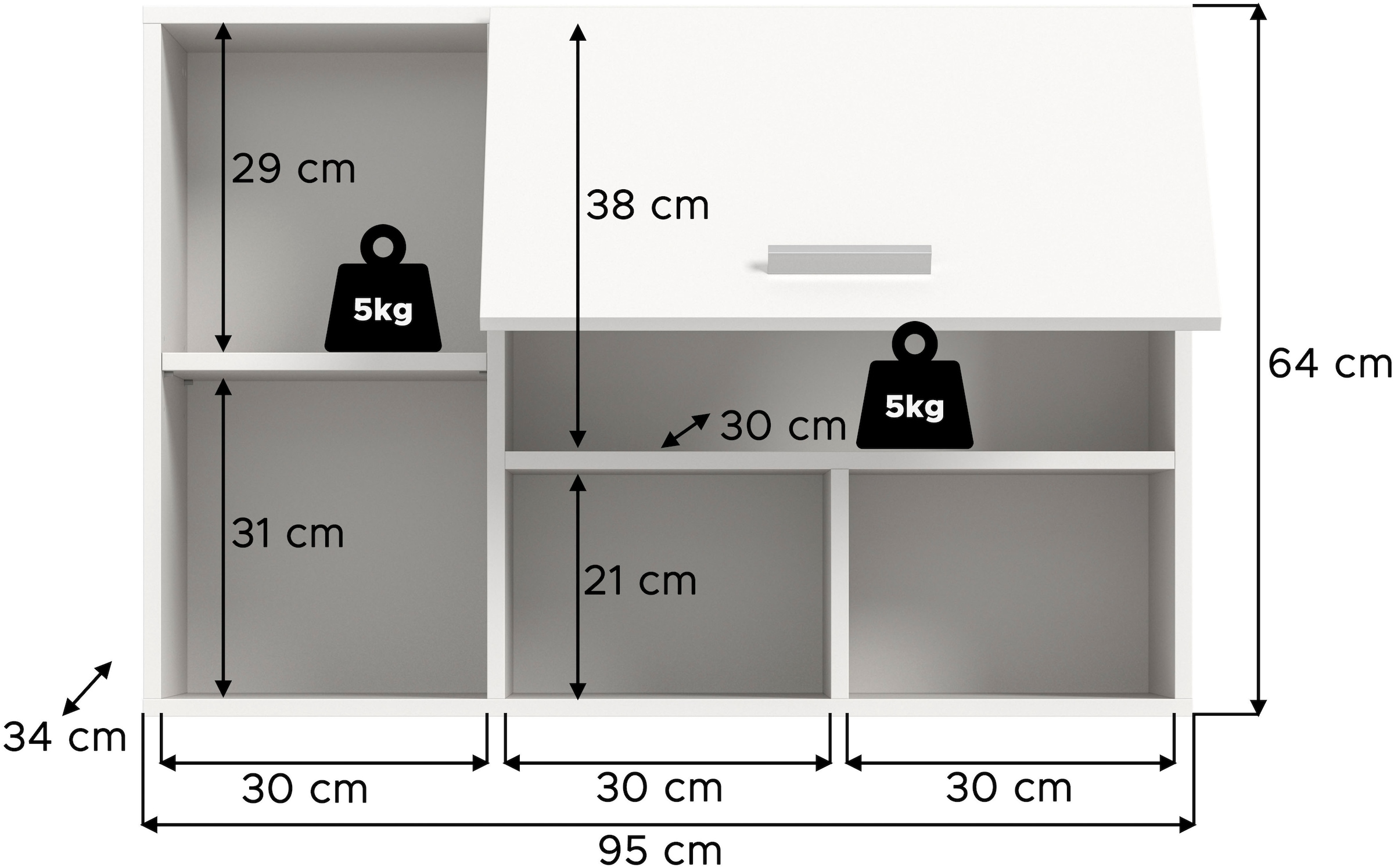 welltime Armoire suspendue »FALAS, TOPSELLER! Breite 95cm, 1 Klappe, 5 Fächer« in verschiedenen Farben erhältlich, 1 cuis tlg. Schrank, Wandschrank, Badschrank, Wäscheschrank