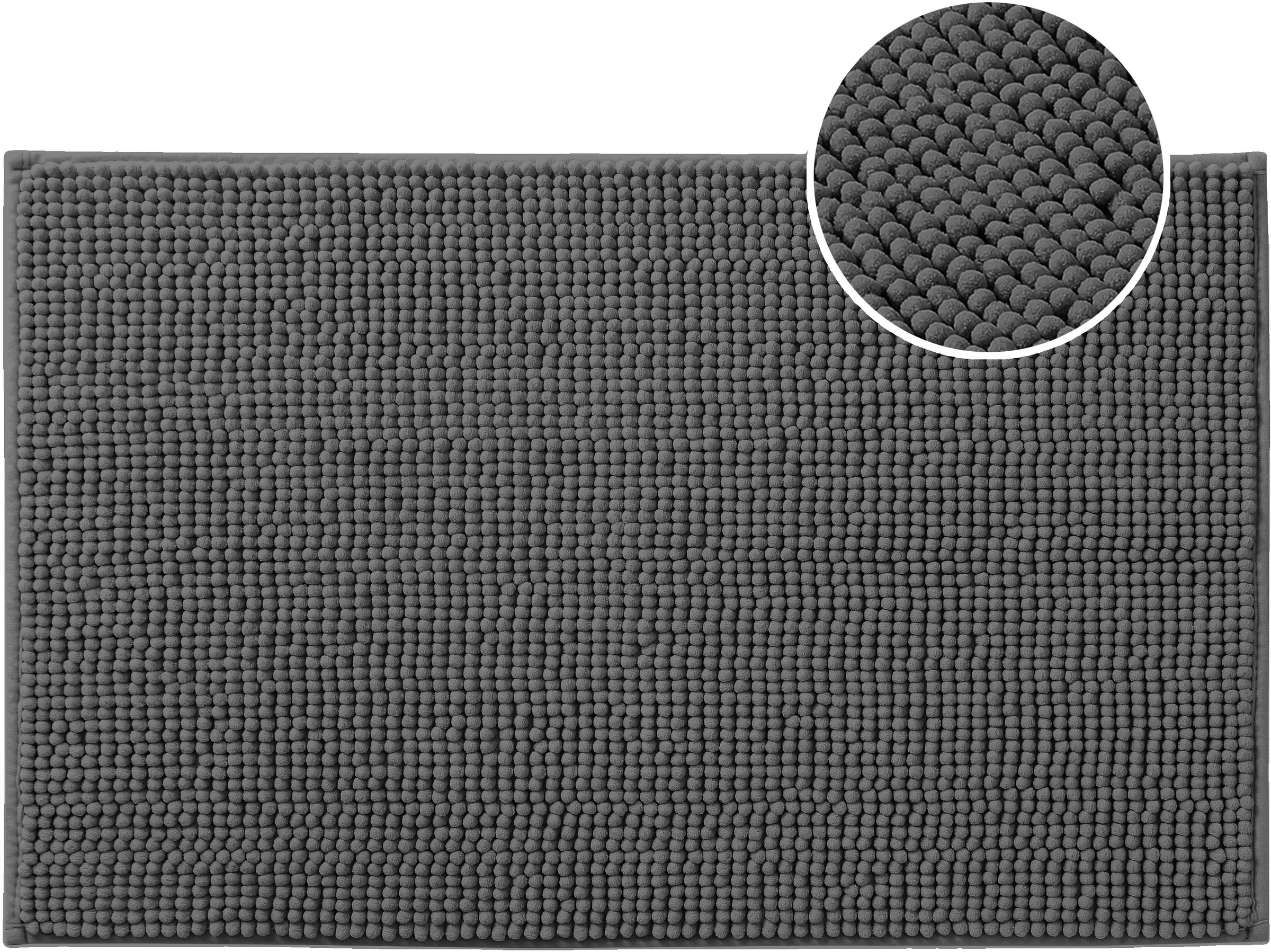 my home Badematte »Vanessa Chenille, Badvorleger, Badezimmer Teppich, Duschvorleger« Höhe 15 mm fussbodenheizungsgeeignet | schnell trocknend | strapazierfähig Uni Farben, besonders weich