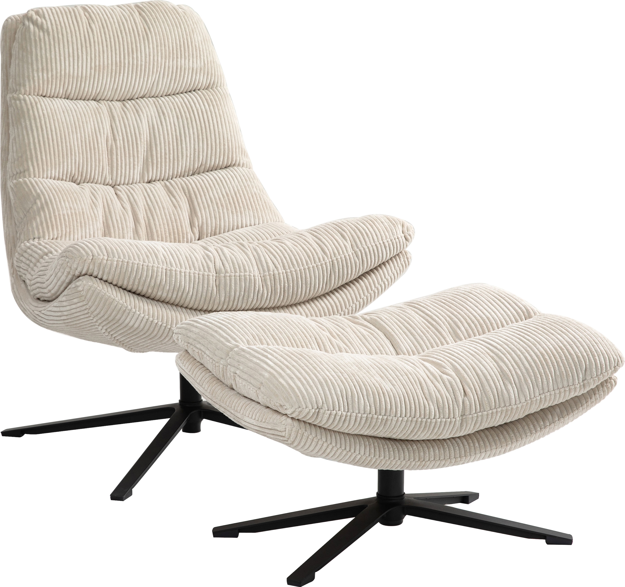 Duo Collection Relaxsessel »Porto« 360° drehbar, doppelte Polsterung, mit Hocker, bis 115 kg belastbar