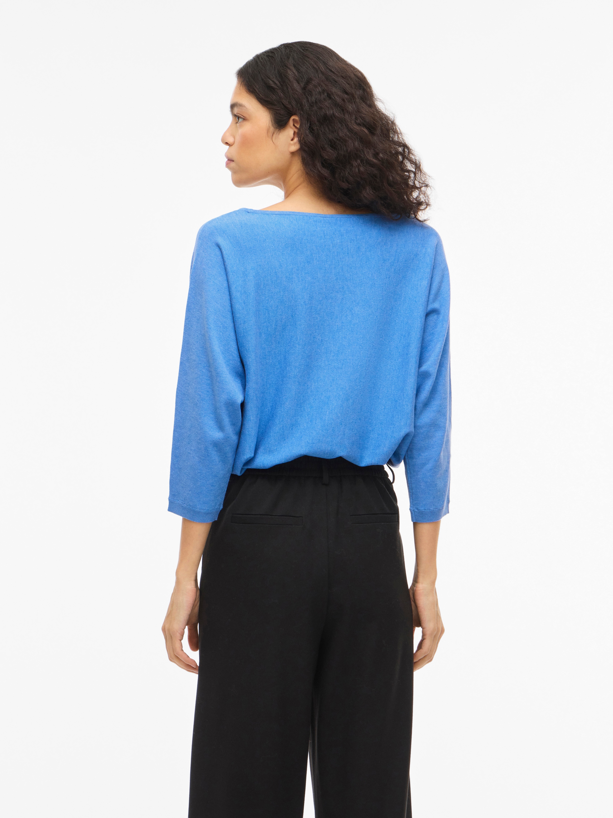 Vila 3/4 Arm-Pullover »VIMALU BOATNECK 3/4 SLEEVE KNIT TOP-NOOS« Materialmix, loose fit