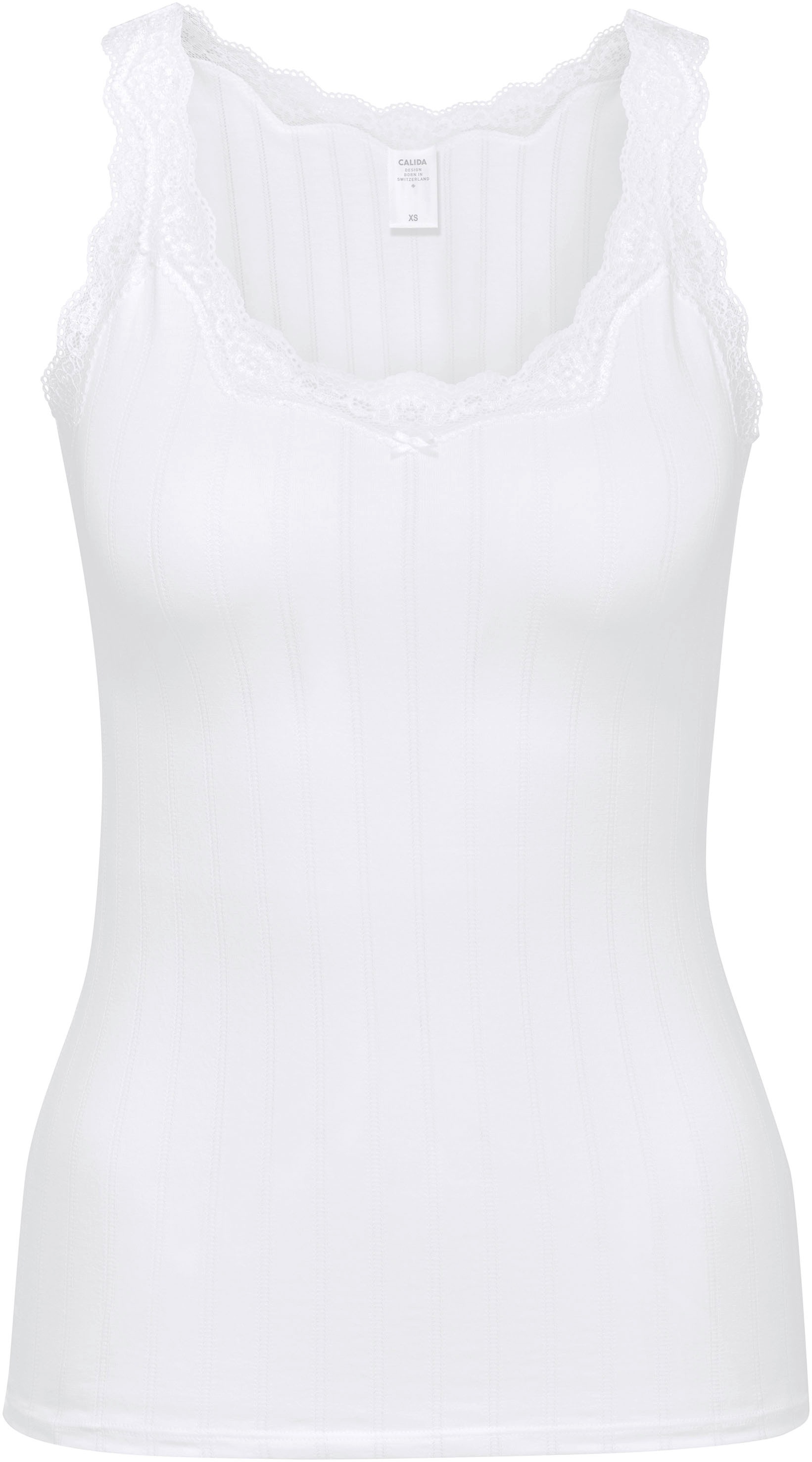 CALIDA Tanktop »Etude Toujours« zarte Spitze, Nadelstreifen-Design, Cotton-Mix, elastisch