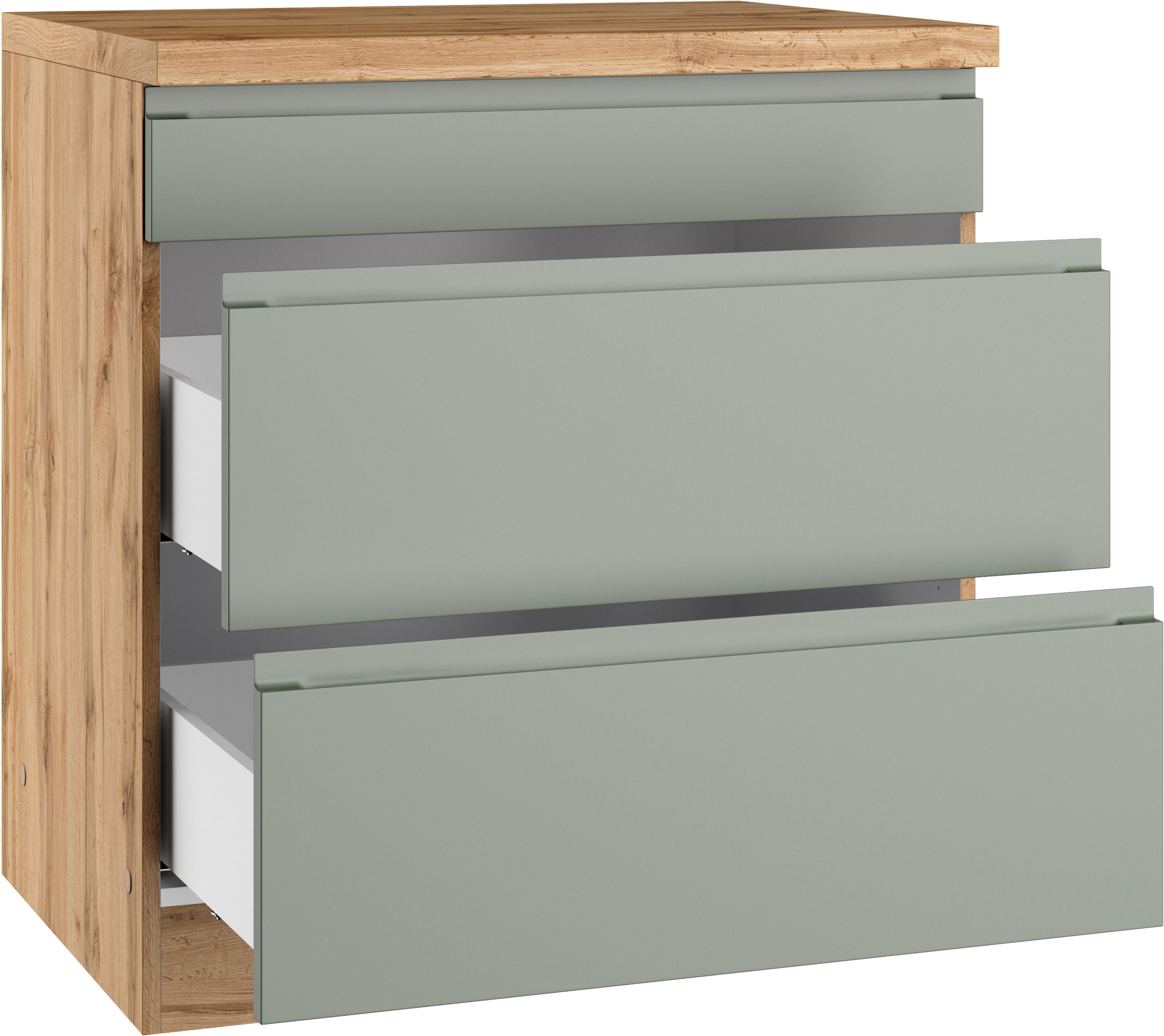 KOCHSTATION Armoire d'encastrement pour table de cuisson »KS-Virginia,neu in verbesserter Ausführung« Rangement, Softclose,  Largeur 80 cm, hauteur 86 cm, tiroirs softclose
