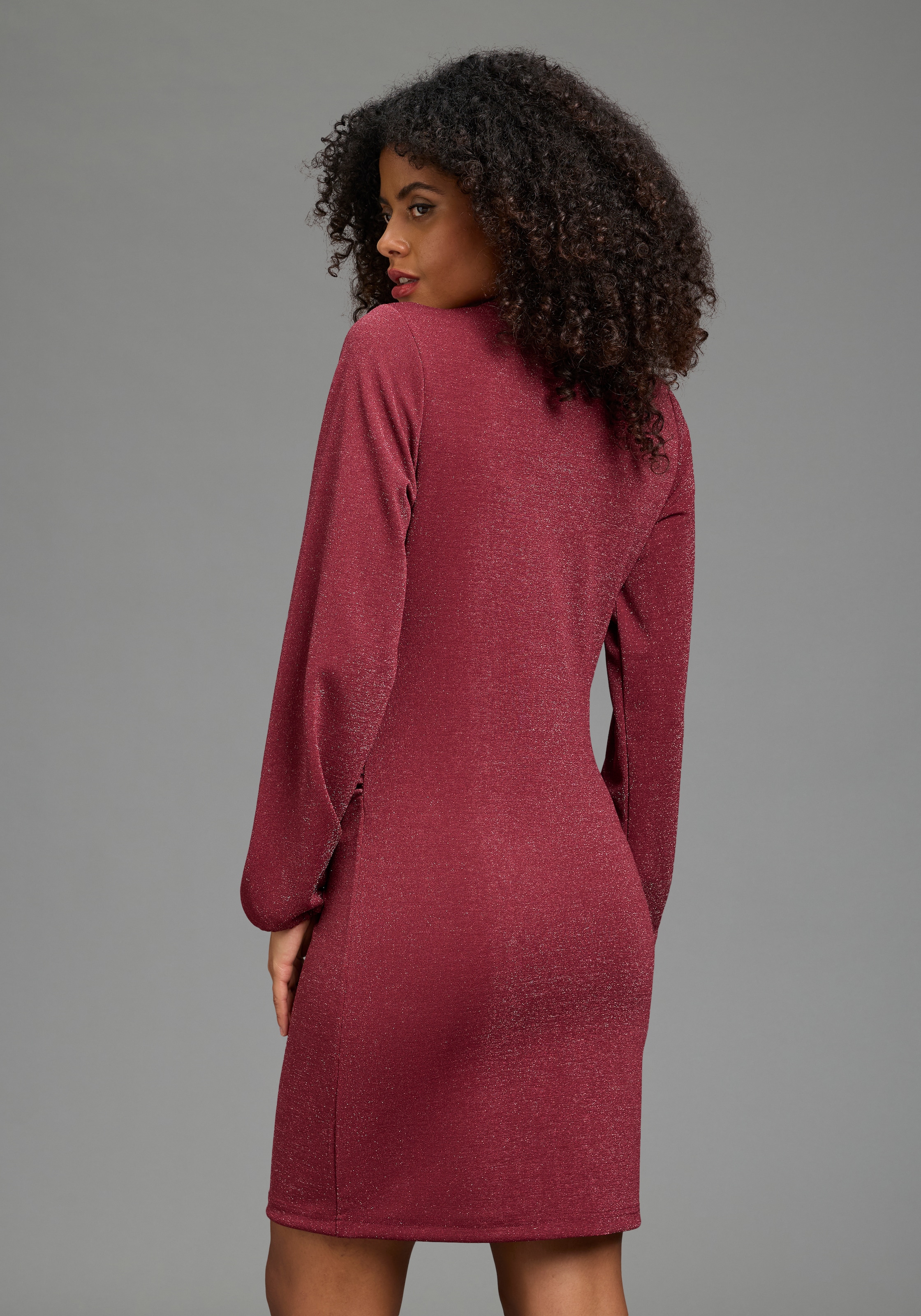 Neun Monate Robe de maternité »Glitzer Jerseykleid mit Wickel-Ausschnitt, praktisch zum Stillen« pour printemps et automne, pour occasions spéciales, effet cache-cœur