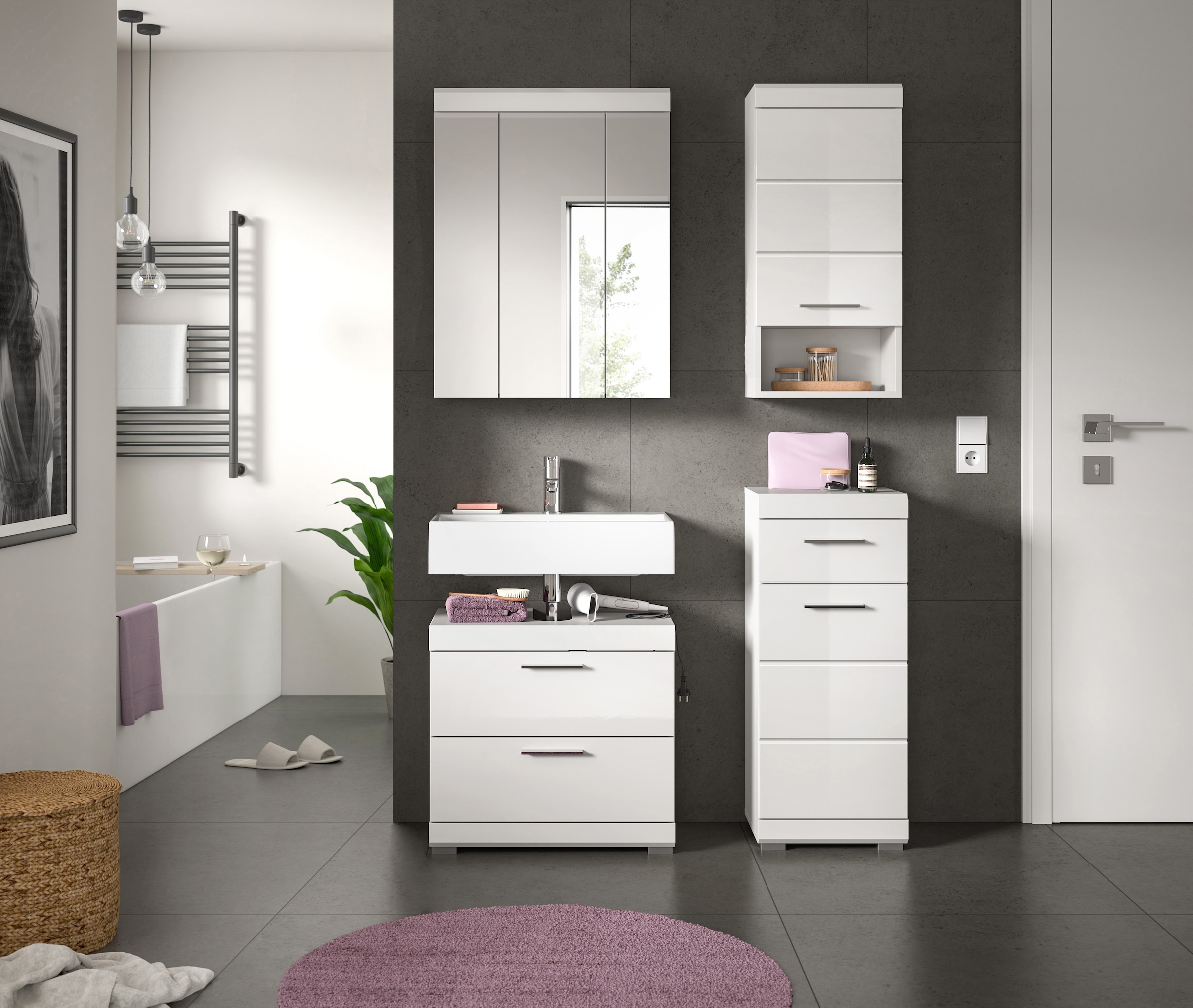 welltime Badmöbel-Set »Siena, 4 teilig, bestehend aus:« Set, TOPSELLER!, 4 Stk. tlg.