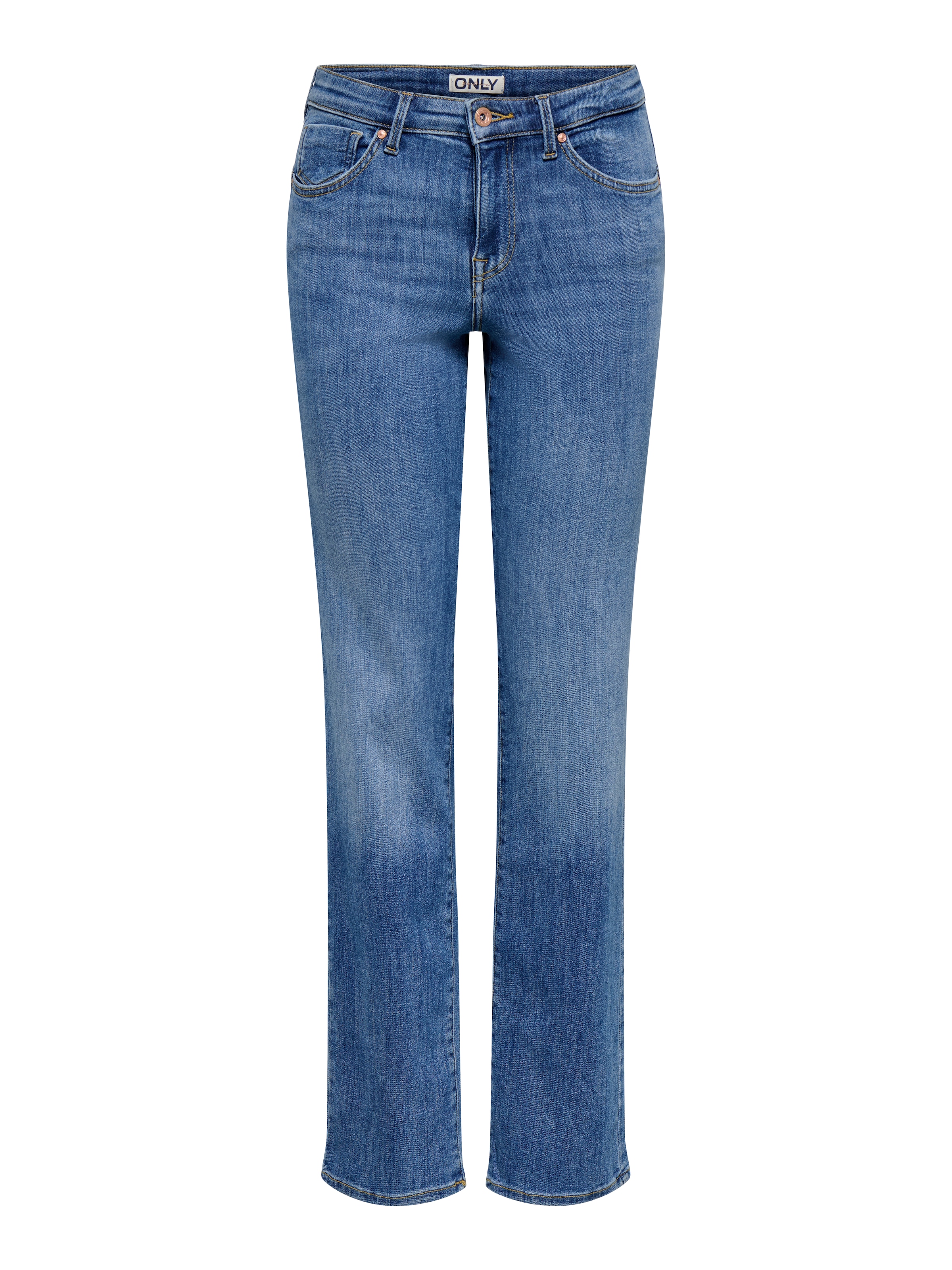 ONLY Jeans slim »ONLPOWER MW PUSH UP SLIM STRAIGHT DNM« mélange de coton, taille mi-haute, coupe slim