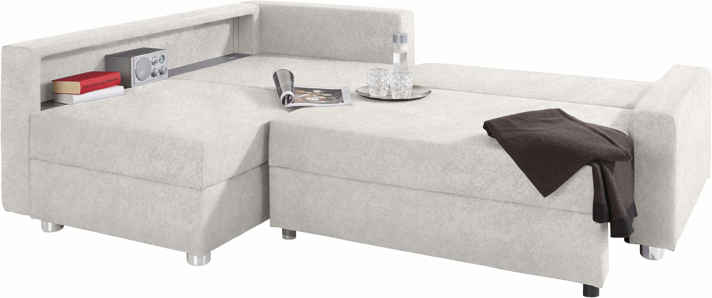 COLLECTION AB Ecksofa »Relax L-Form« inklusive Bettfunktion, Federkern, wahlweise mit RGB-LED-Beleuchtung