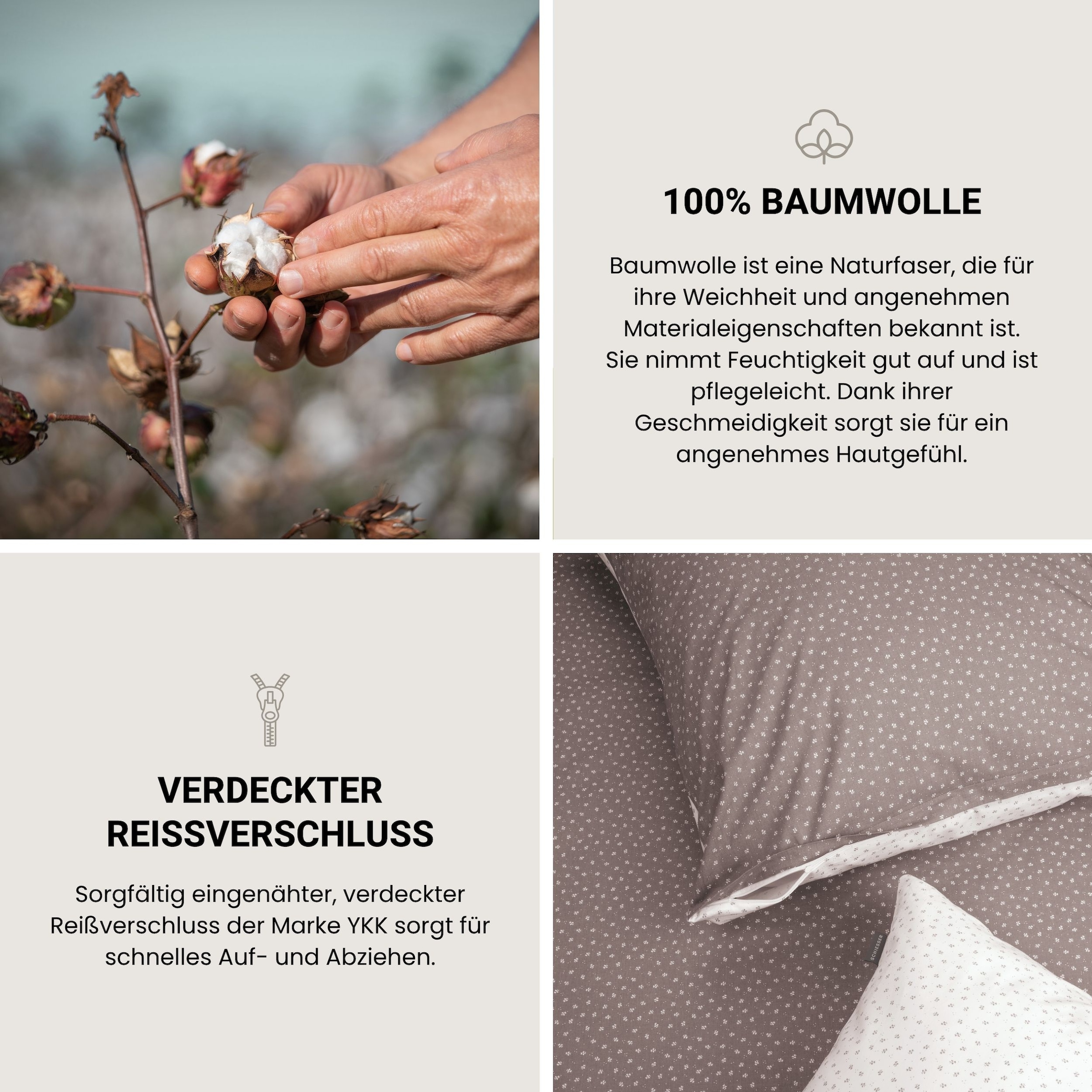 Schiesser Linge de lit »Millie aus weicher Baumwolle mit filigranen Blüten« 2 cuis OEKO-TEX® MADE IN GREEN