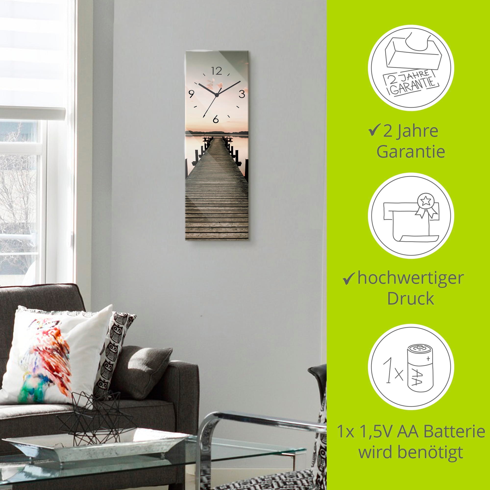 Artland Wanduhr »Langer Pier im Sonnenaufgang« wahlweise mit Quarz- oder Funkuhrwerk, lautlos ohne Tickgeräusche