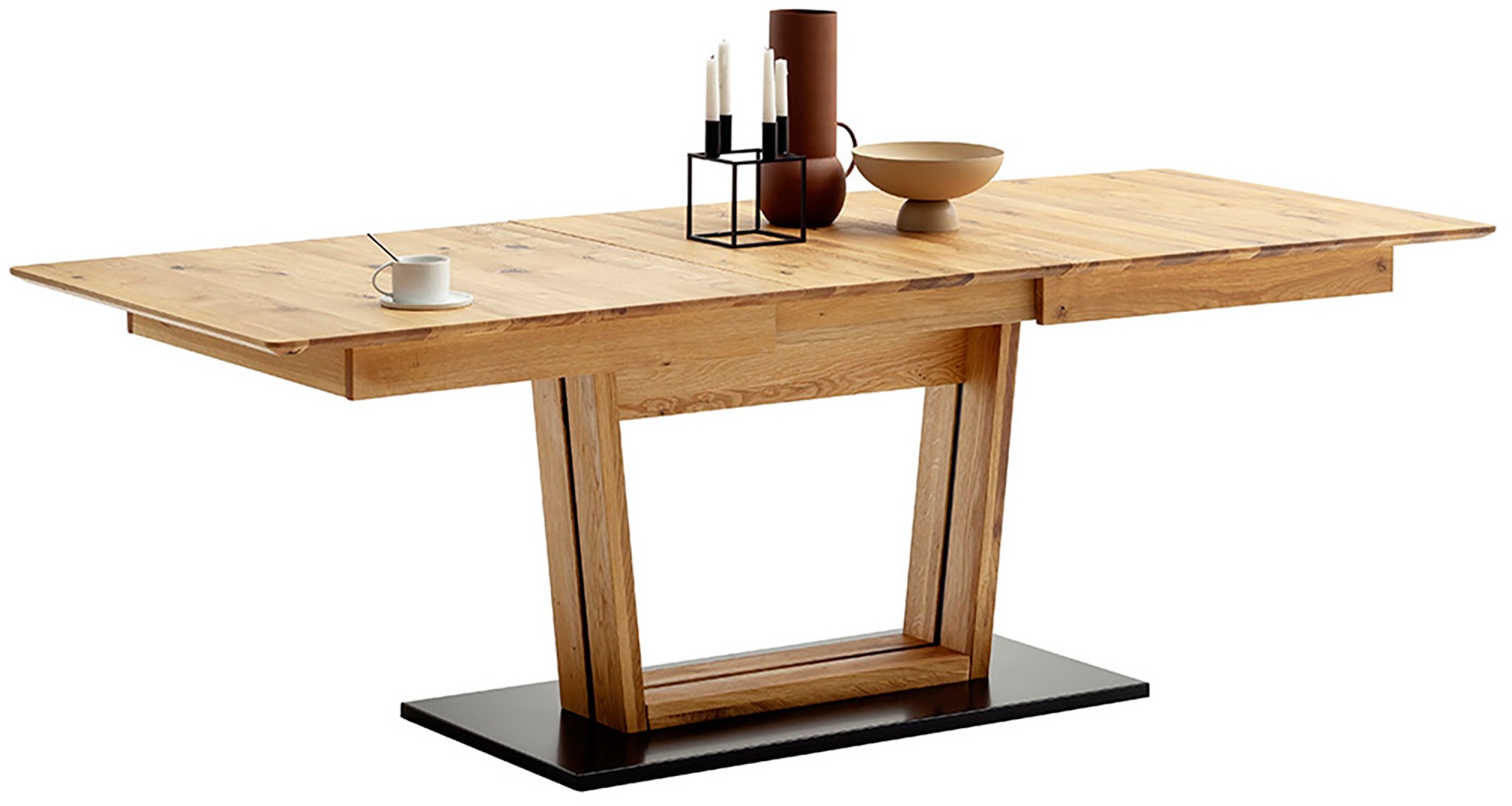 MCA furniture Table de salle à manger »Morena Säulentisch Komfort Tisch« Synchronauszug,ausziehbar,Wildeiche,massiv,geölt,XXL