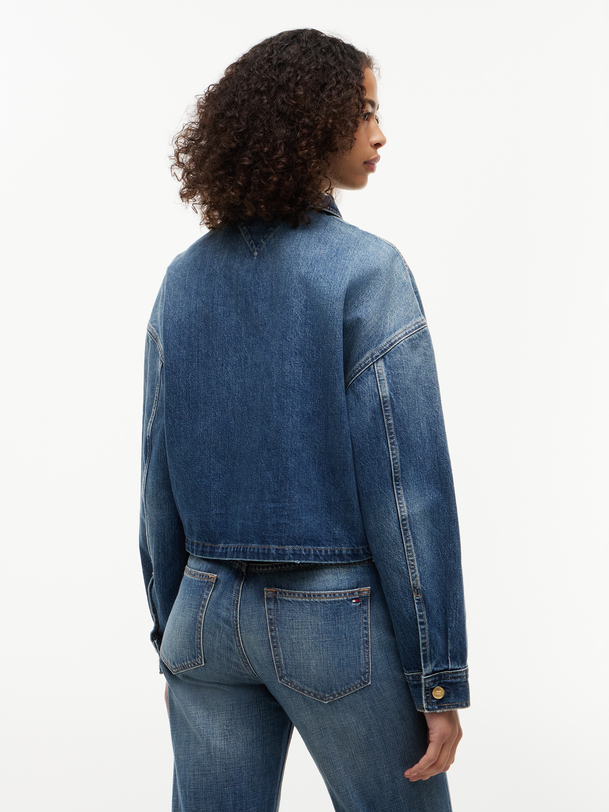 Tommy Hilfiger Veste en jean »CROPPED JACKET CAM MID« ohne Kapuze aus Baumwolle, verkürzte Form