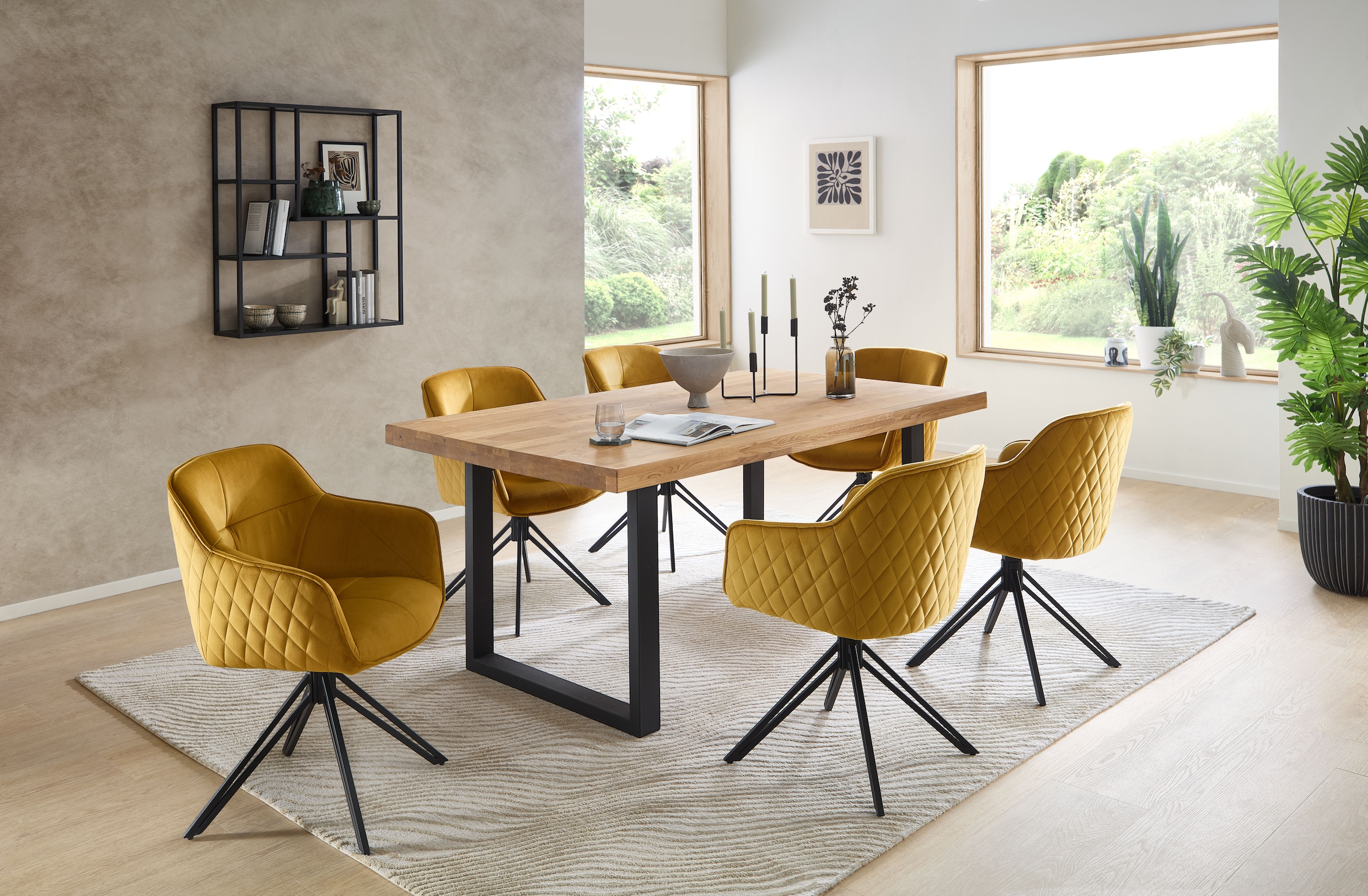 Stolkom Esstisch »Chris Esszimmertisch Eiche Massivholz, BxHxT 110x47x70 cm« Gerade Kante, Industrial Style Eiche Massivholz