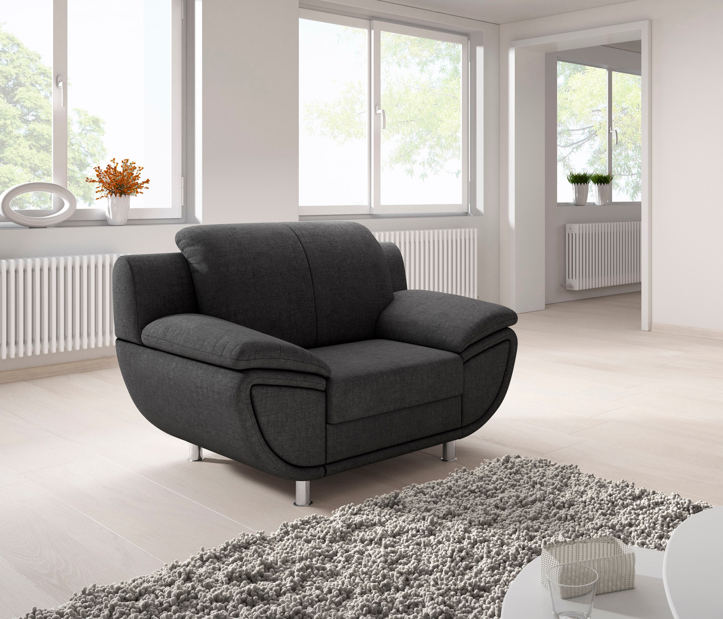 TRENDMANUFAKTUR Fauteuil »Rondo II, Loungesessel zeitlos und bequem« au choix avec ressorts confortables, avec accoudoirs extra larges
