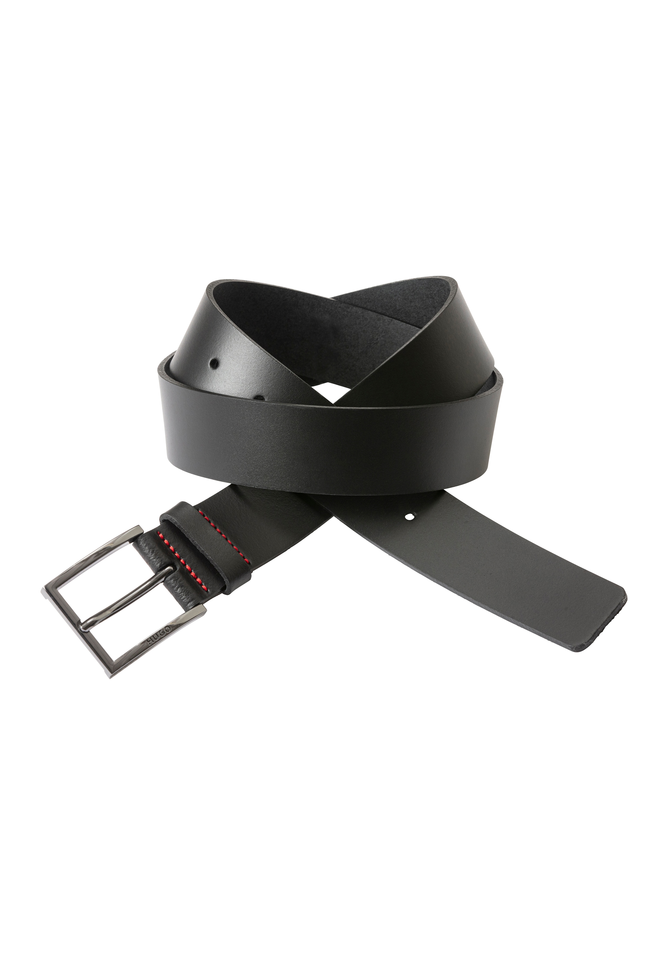 HUGO Ceinture en cuir »Geek_Sz35« mit kontrastfarbenen Nähten und dezenter Metallschliesse