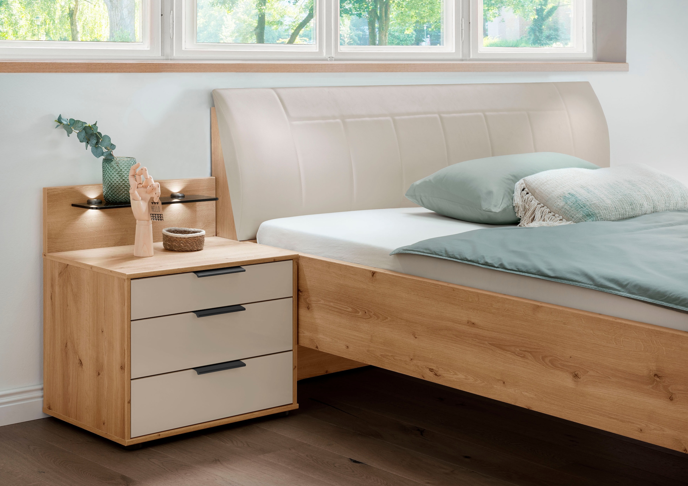 WIEMANN Lit futon »Monaco, Bettgestell, Bettrahmen, komfortables Polsterkopfteil« 4-fache Liegehöhenverstellung, MADE IN GERMANY,  Polsterkopfteil aus Kunstleder, verschiedene Grössen, in Komforthöhe