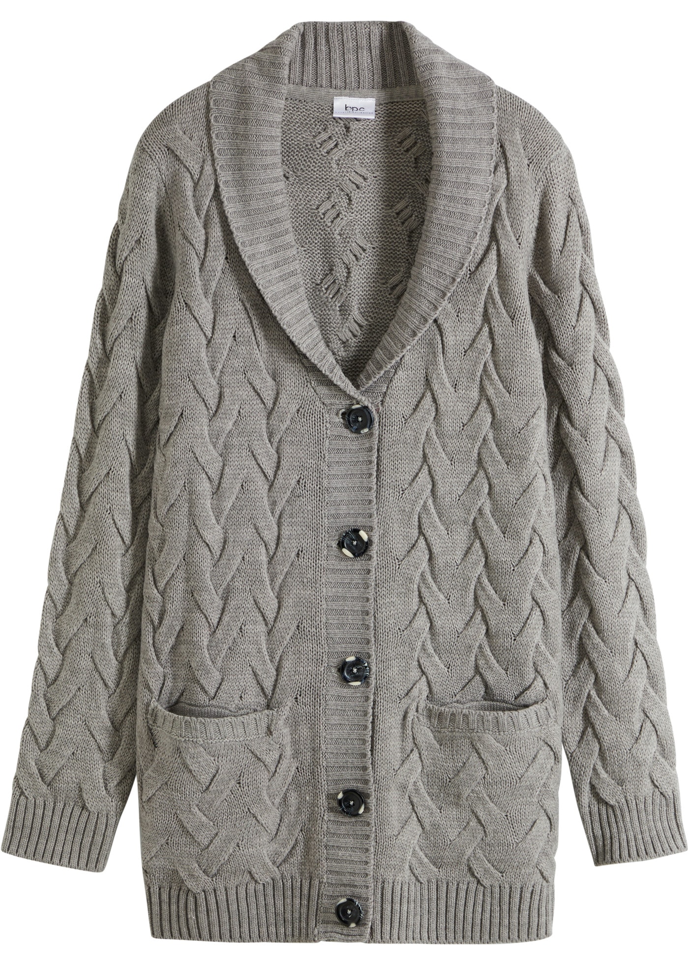 bonprix Cardigan long lockere Passform, mit Knopfleiste, mit aufgesetzten Taschen