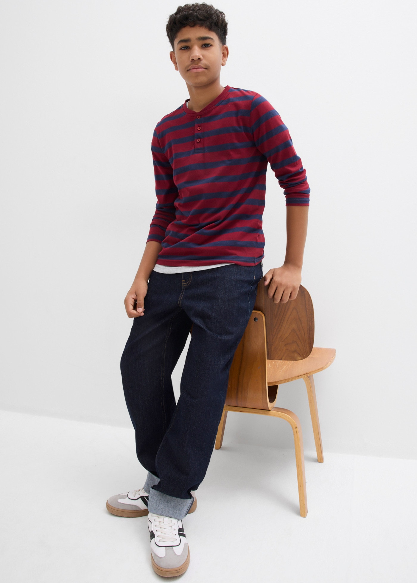 bonprix T-shirt Henleys Paquet,  pour garçons, en emballage pratique, en coton, coupe confortable