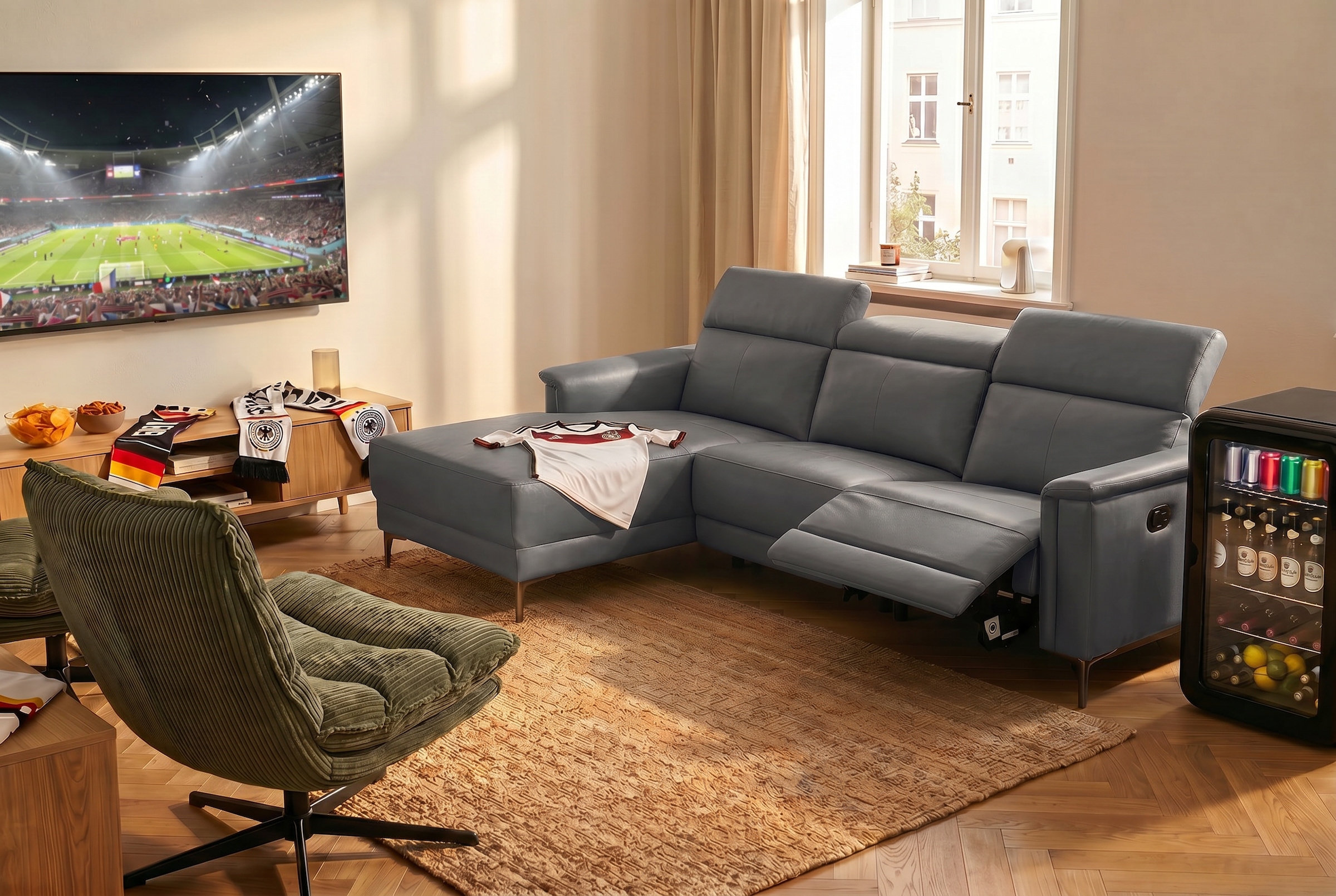 GOODproduct Ecksofa »LUND, L-Form, 261cm, man. o. elektr. Relaxfunktion (mit USB-A)« und Kopfteilverstellung