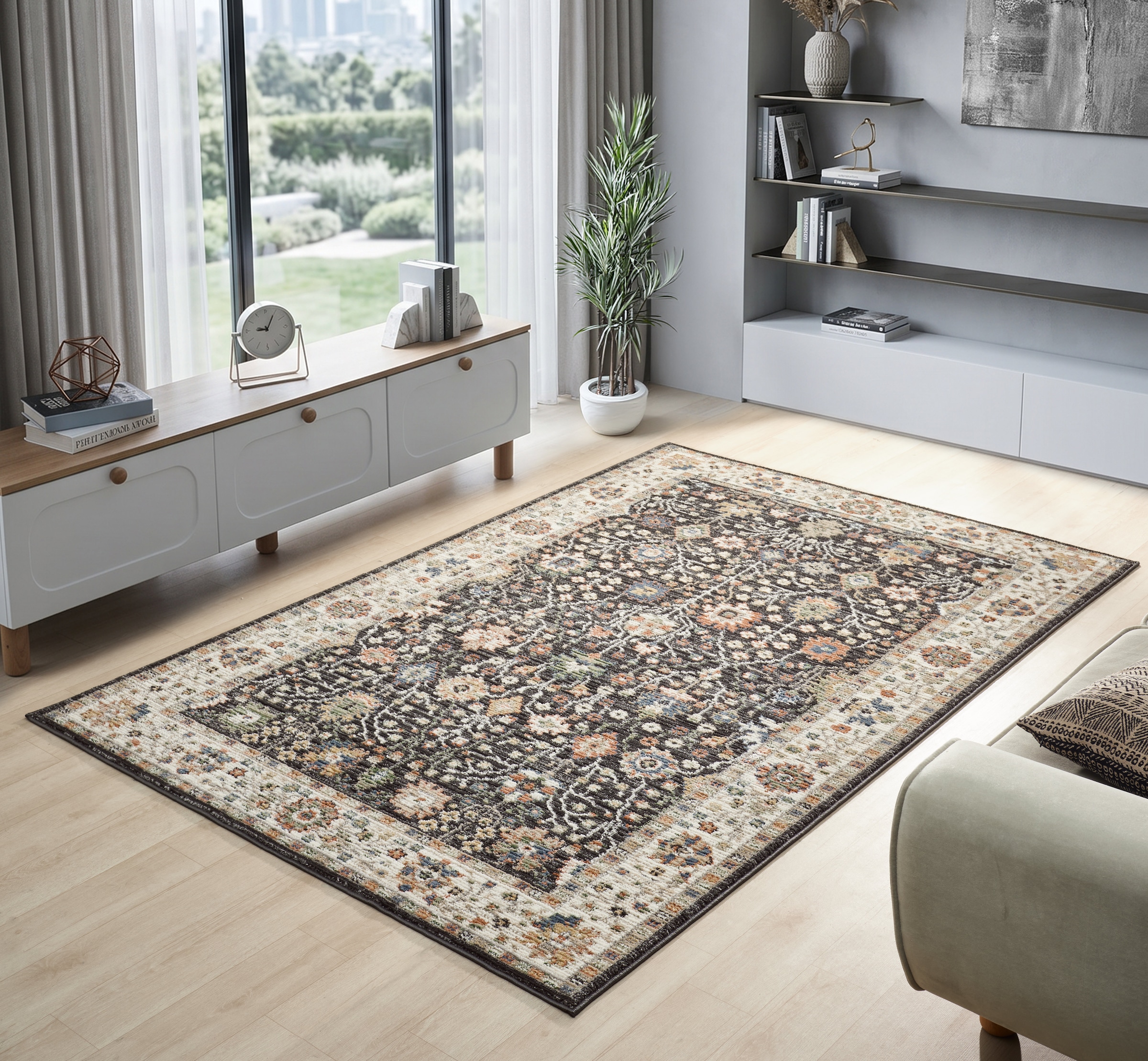 GOODproduct »Aylaa, Blumen-Motiv, Orient« Rectangulaire 9 mm Höhe oriental, fleurs, cadre, salon, chambre, salle à manger