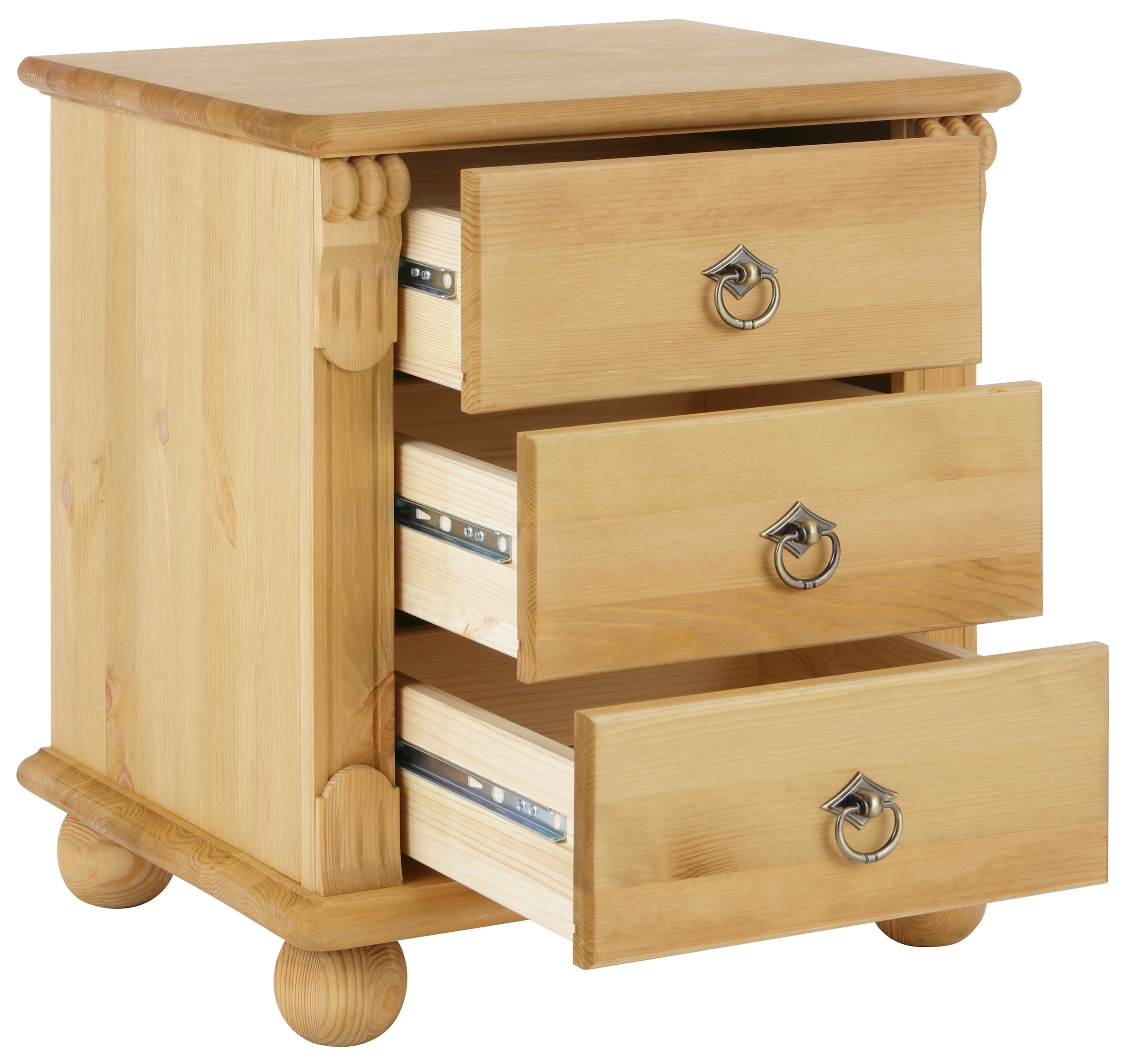 GOODproduct Table de nuit »Tessin« aus massiver FSC®-zertifizierter Kiefer, mit 3 Schubladen