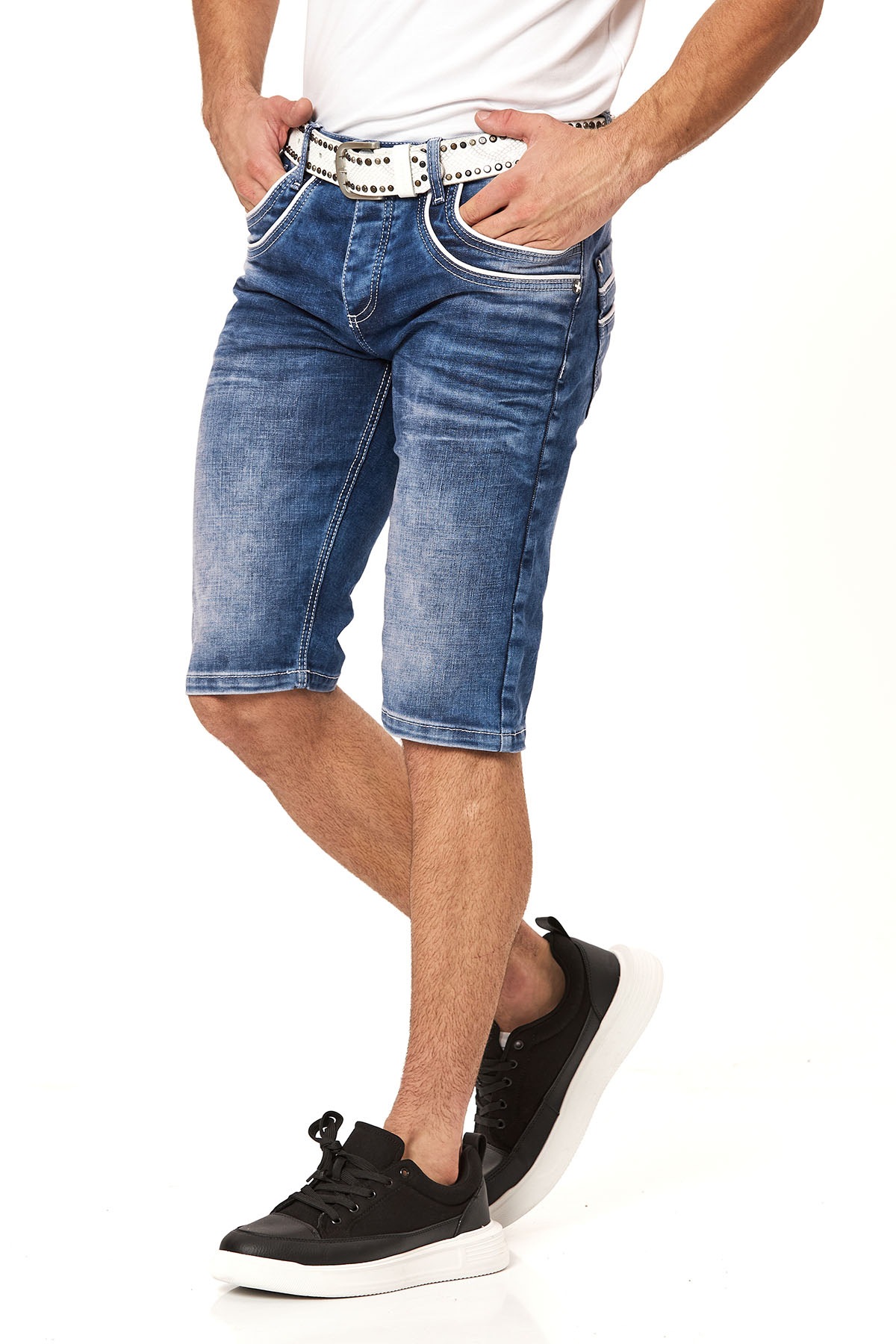 Cipo & Baxx Bermuda en jean Baumwolle, regular fit