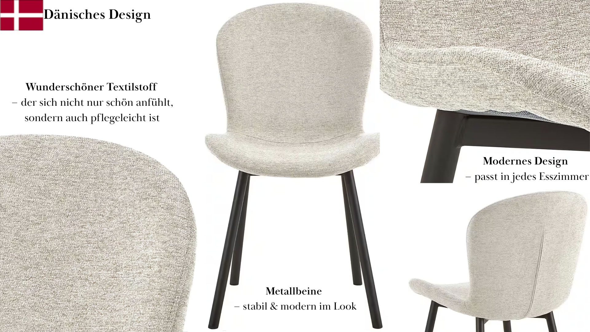 ACTONA GROUP Esszimmer-Set »Esspruppe, Speisetisch mit Wohnzimmerstühlen« Komplett-Set, 1x Tisch + 4x Stuhle, 5 Stk. tlg.