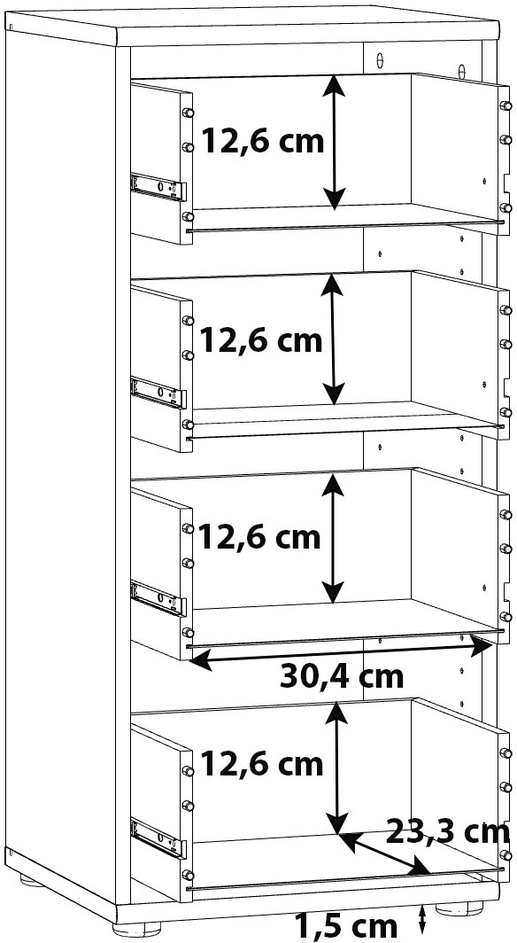 FORTE Commode »Tempra, Kommode, 4 Schubkästen , Höhe 85,5 cm« Largeur 38,6 cm