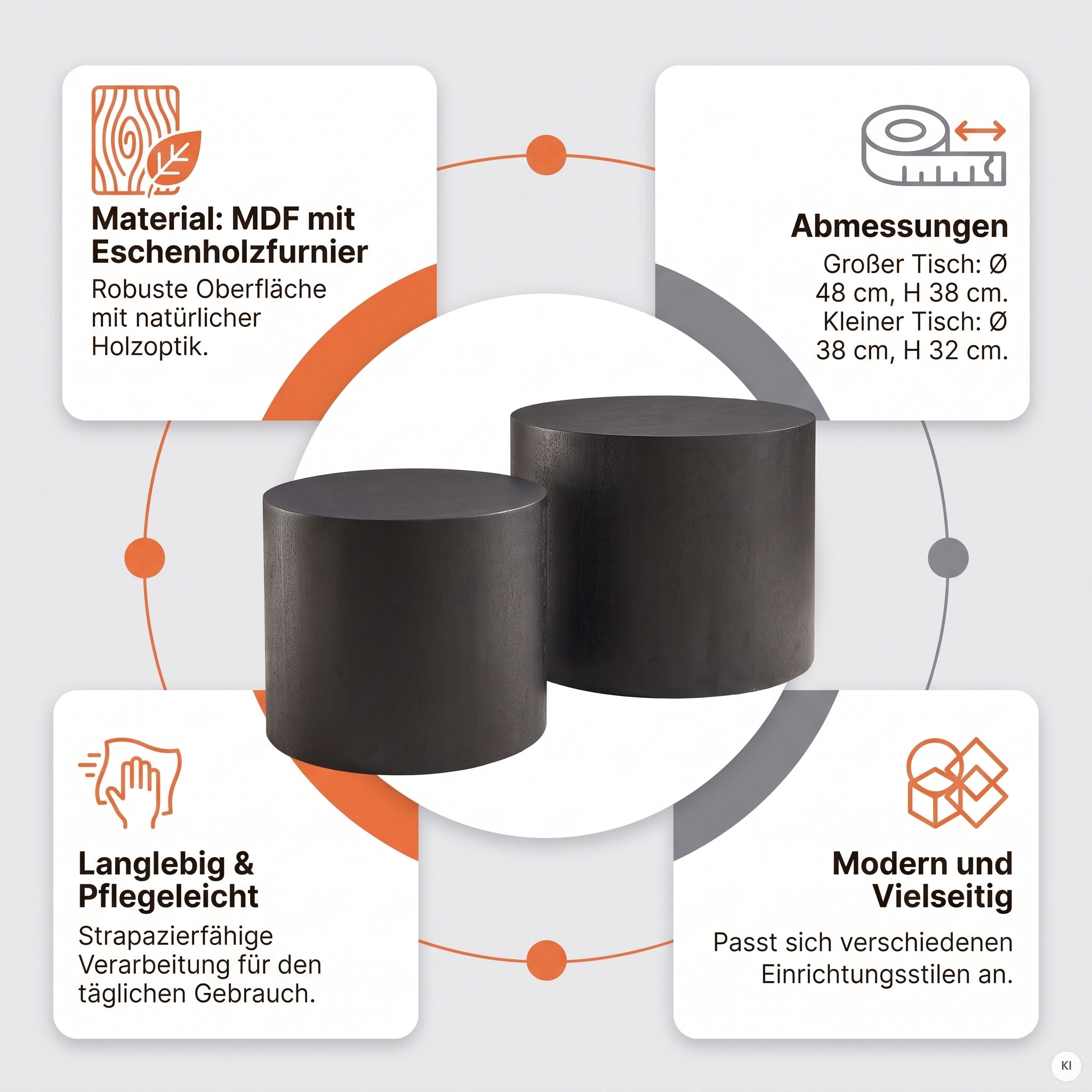SalesFever Table basse »Coffeetable im 2er-Set: Stilvoller Mittelpunkt« 2 cuis tlg. avec placage bois