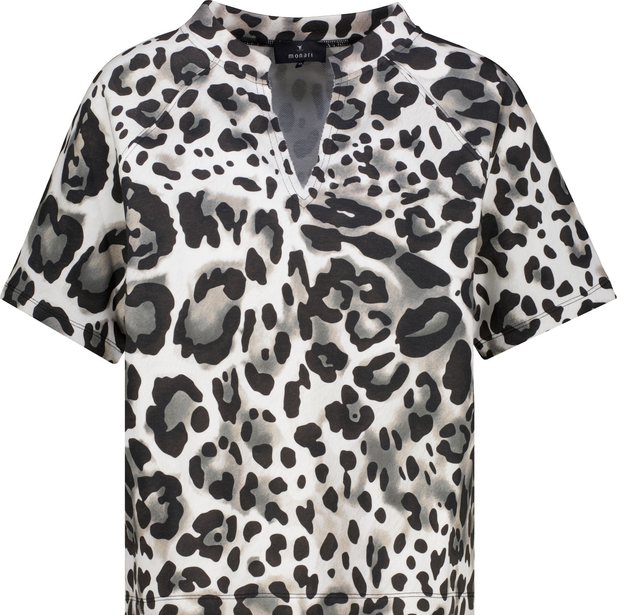 Monari Sweat-shirt »Sweatshirt Leo Allover«, Frottee Innenseite, Regular Fit, Schlitz und offenem Saum
