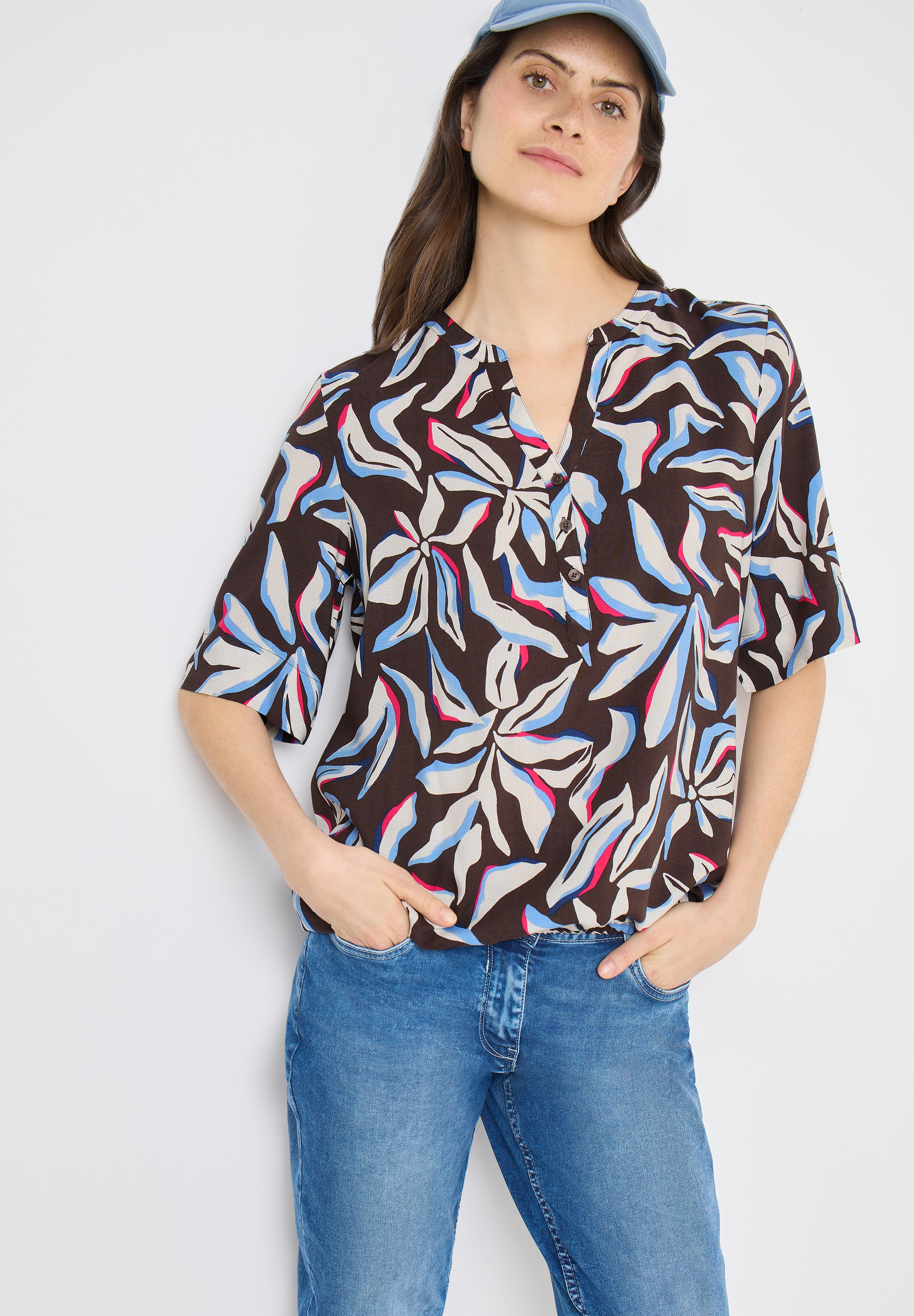 Cecil Blouse à pression Sommerbluse mit floralem Muster